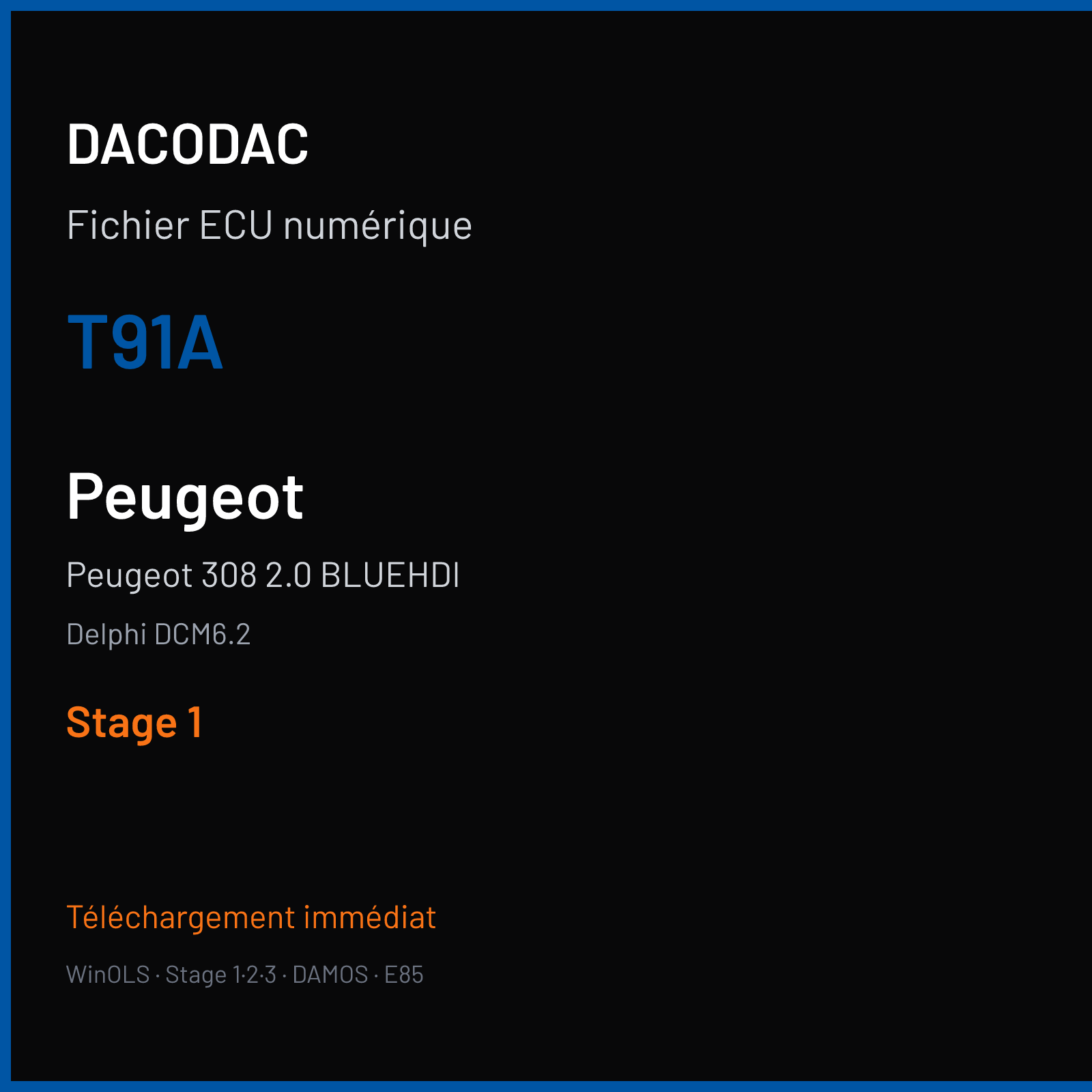 Peugeot 308 2.0 BLUEHDI (2018) — Delphi DCM6.2 — T91A — Stage 1