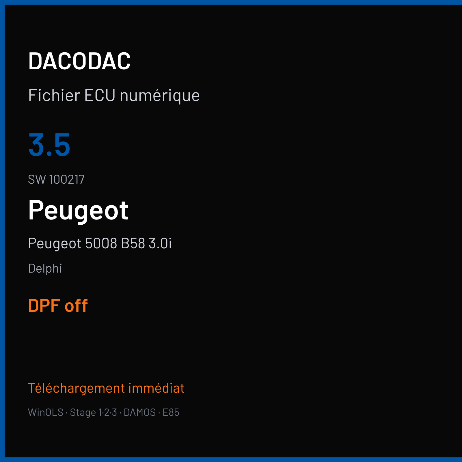 Peugeot 5008 B58 3.0i (2010) — Delphi — 3.5 · 100217 — DPF off
