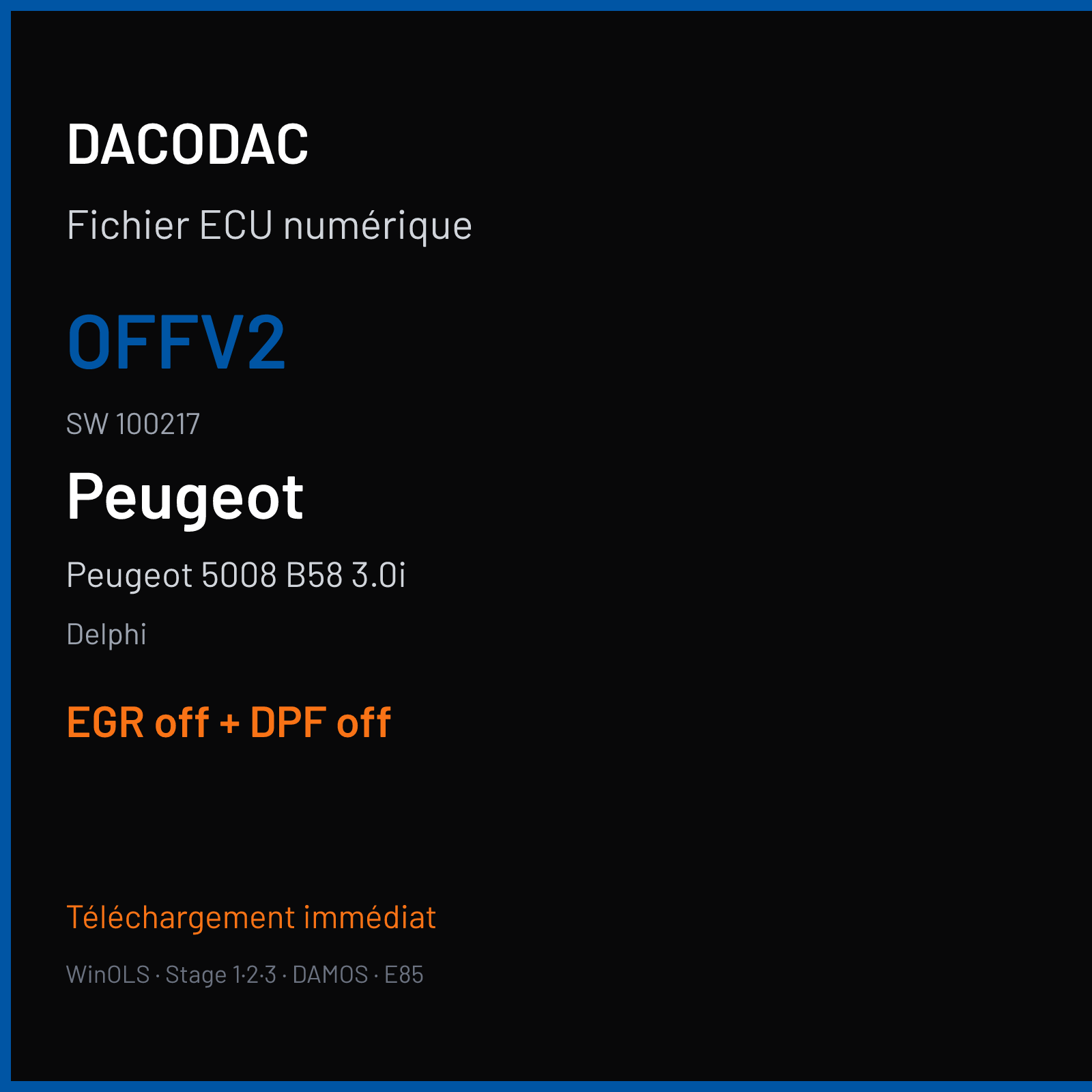 Peugeot 5008 B58 3.0i (2010) — Delphi — OFFV2 · 100217 — EGR off + DPF off