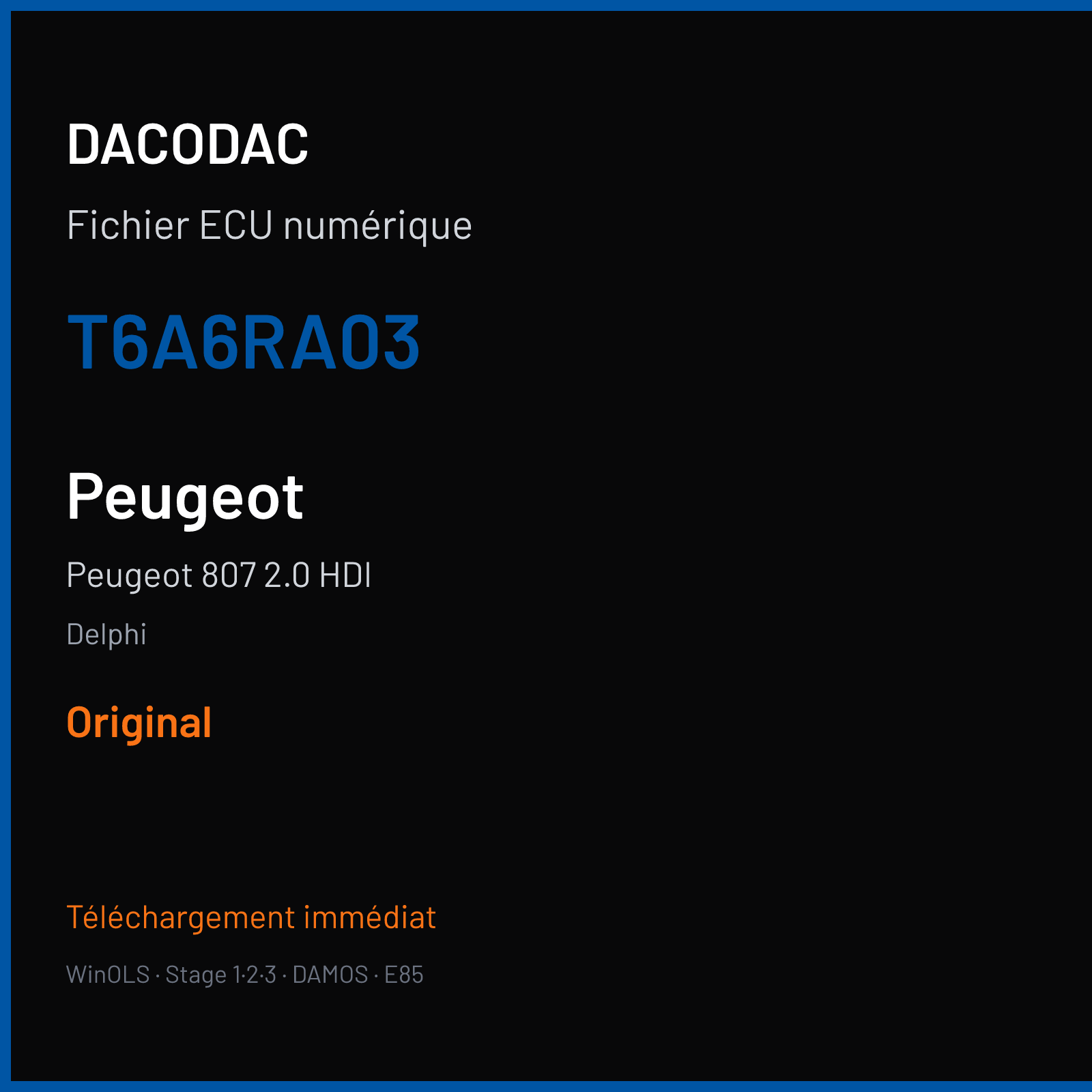 Peugeot 807 2.0 HDI (2012) — Delphi — T6A6RA03 — Original