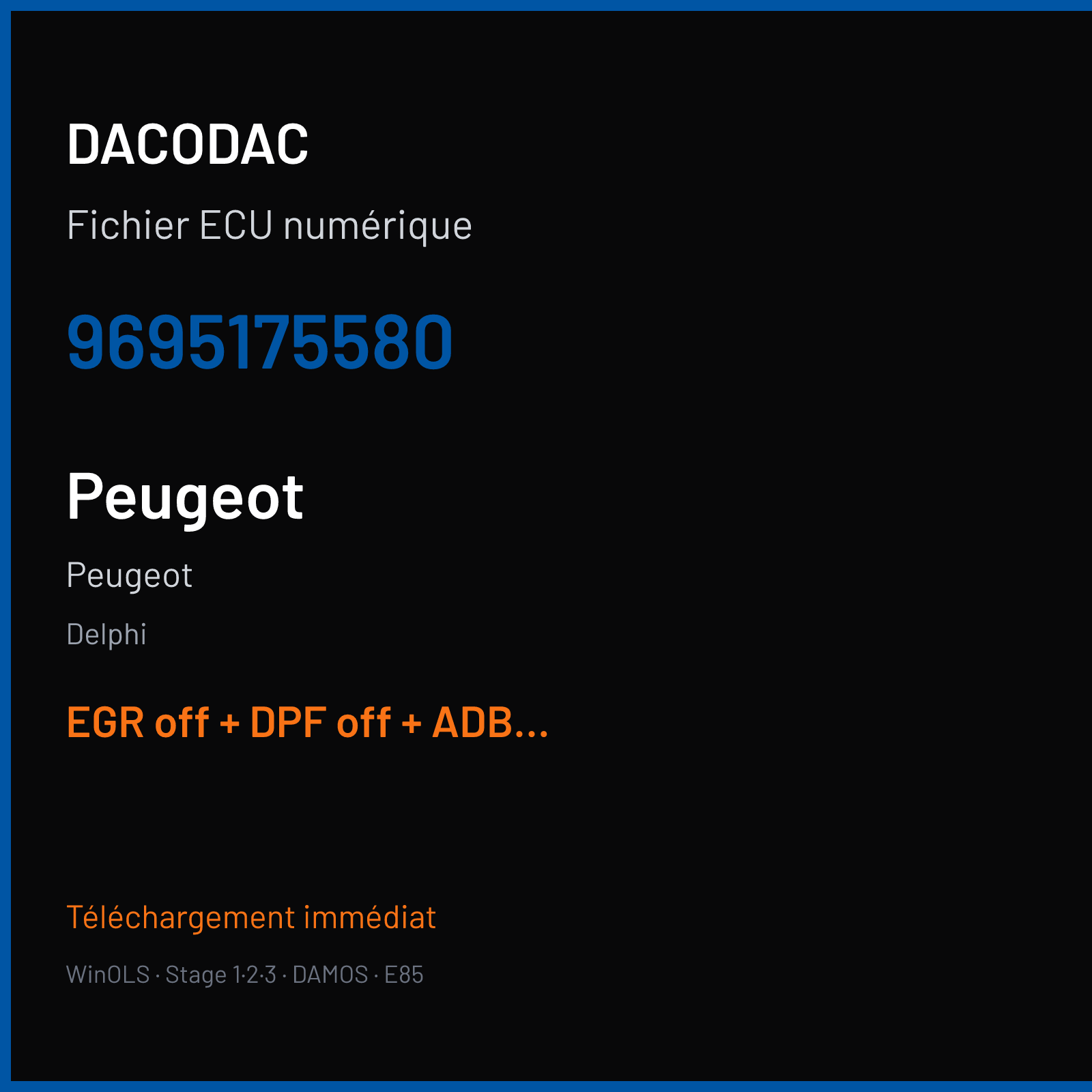 Peugeot — Delphi — 9695175580 — EGR off + DPF off + ADBLUE off