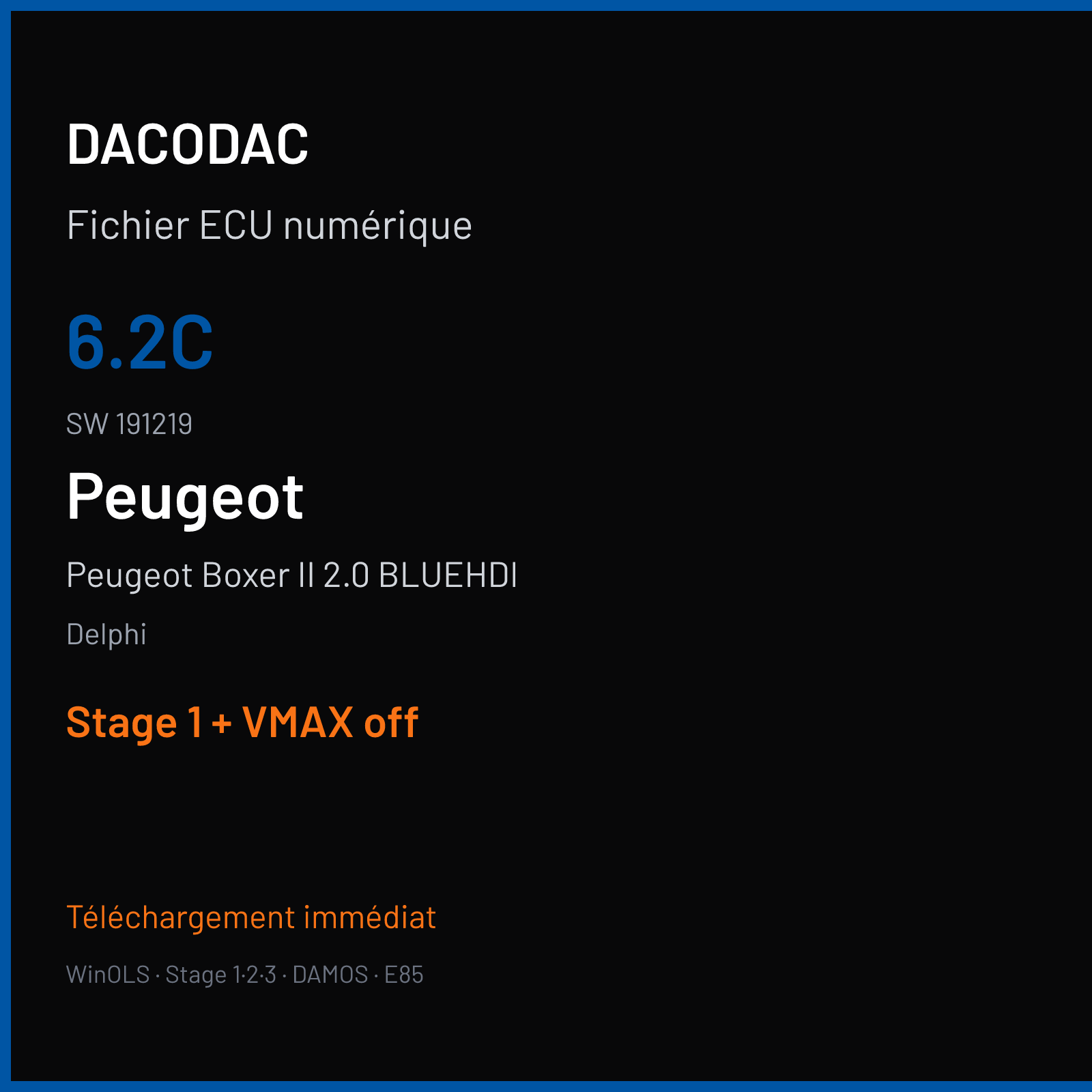 Peugeot Boxer II 2.0 BLUEHDI (2017) — Delphi — 6.2C · 191219 — Stage 1 + VMAX off