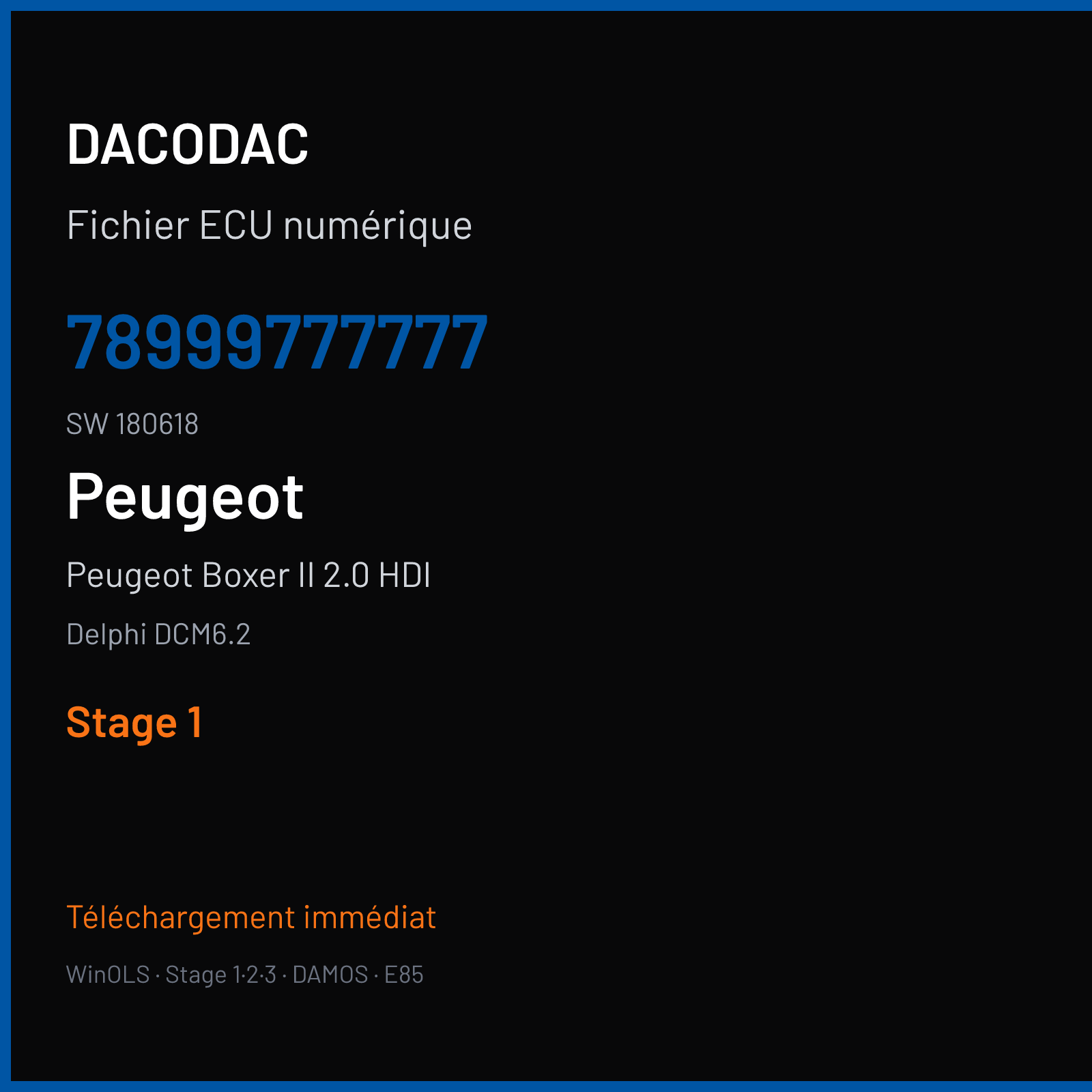 Peugeot Boxer II 2.0 HDI (2019) — Delphi DCM6.2 — 78999777777 · 180618 — Stage 1