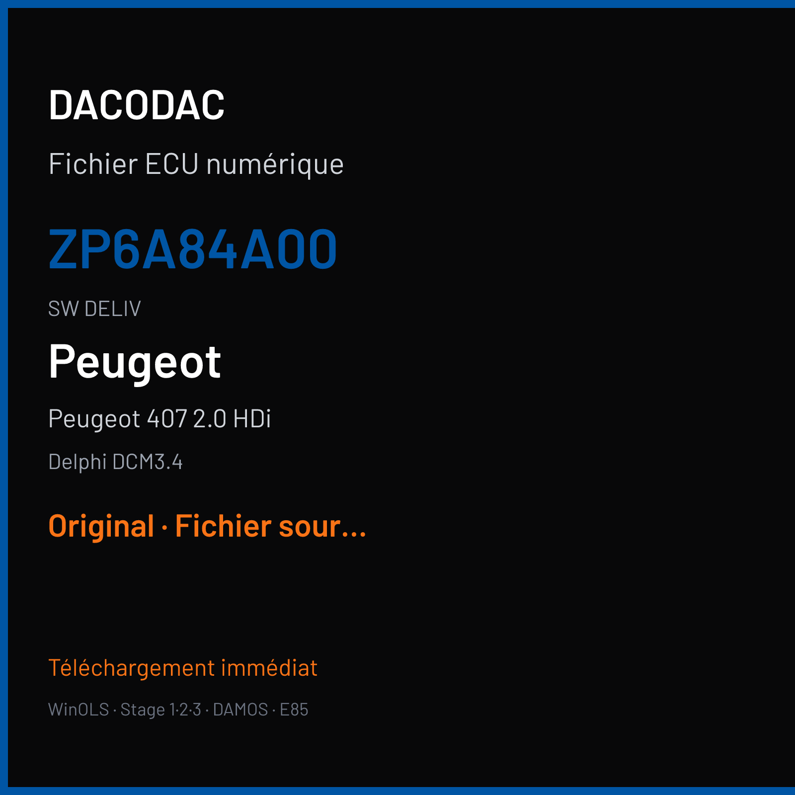 Peugeot 407 2.0 HDi (2008) — Delphi DCM3.4 — ZP6A84A00 · DELIV — Original