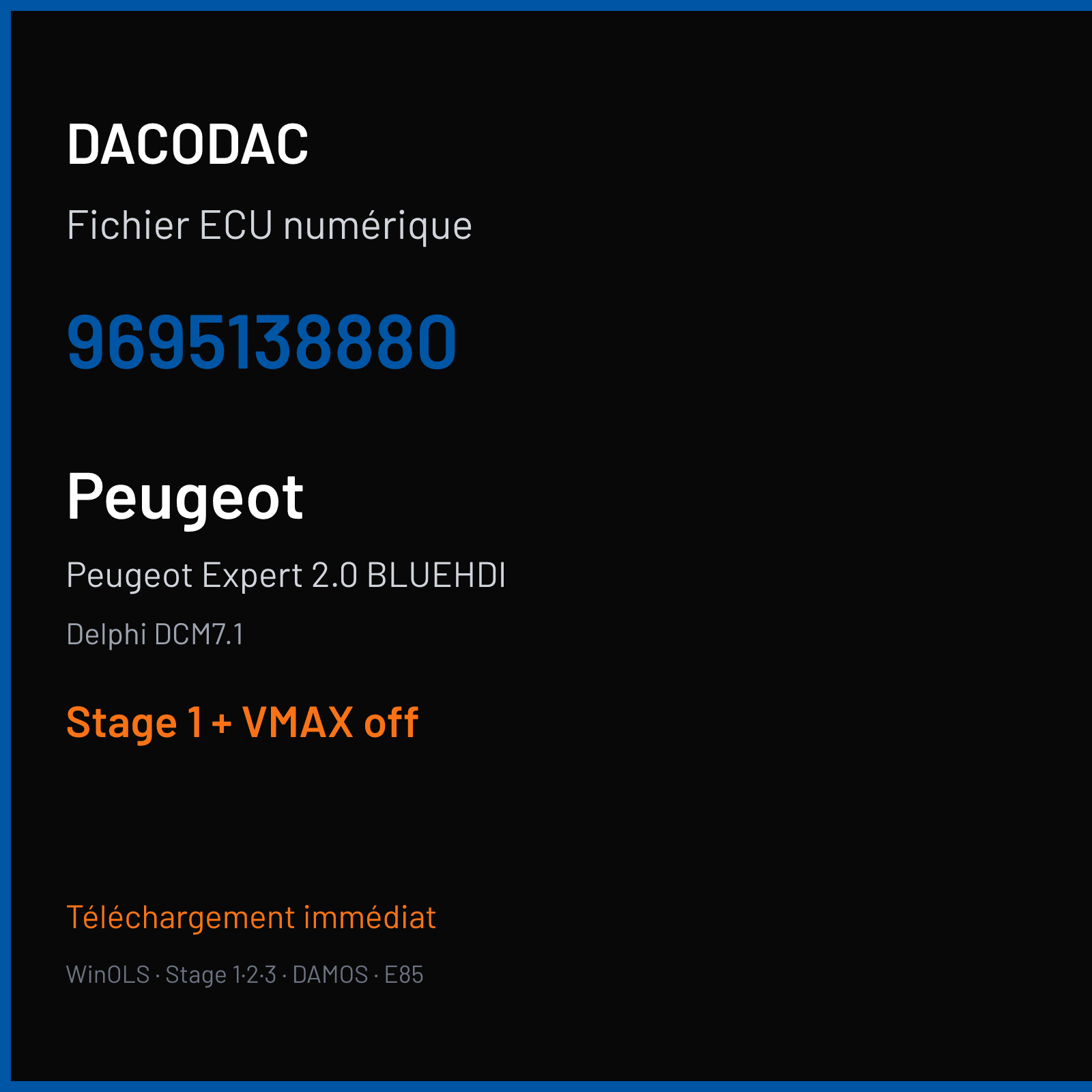 Peugeot Expert 2.0 BLUEHDI — Delphi DCM7.1 — 9695138880 — Stage 1 + VMAX off