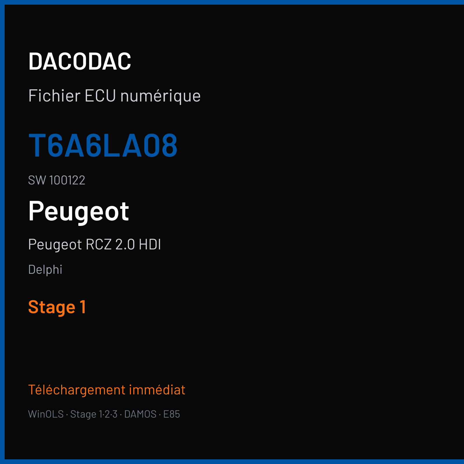 Peugeot RCZ 2.0 HDI (2009) — Delphi — T6A6LA08 · 100122 — Stage 1