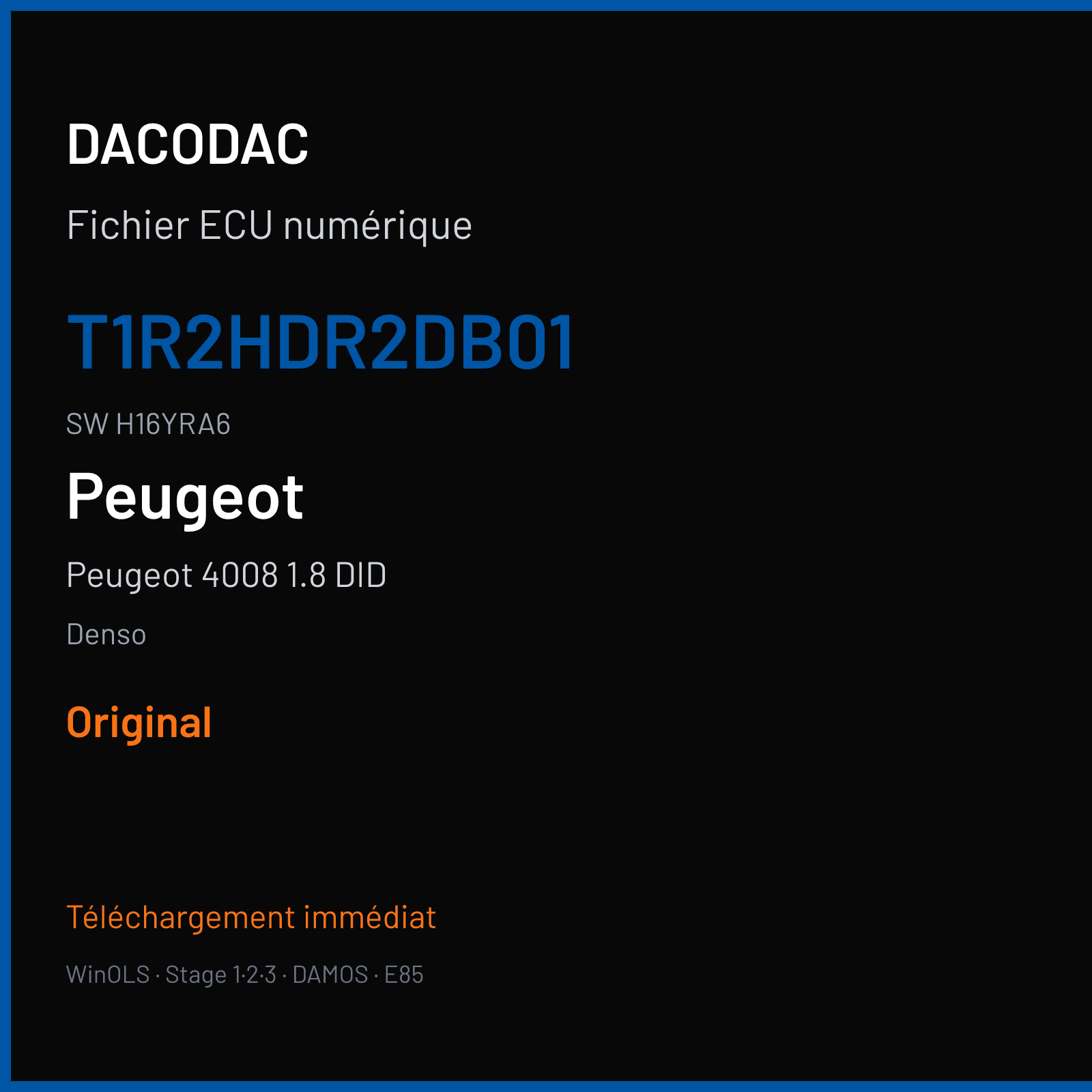 Peugeot 4008 1.8 DID 150 ch (2012) — Denso — T1R2HDR2DB01 · H16YRA6 · 1860B89003 RA6 — Original