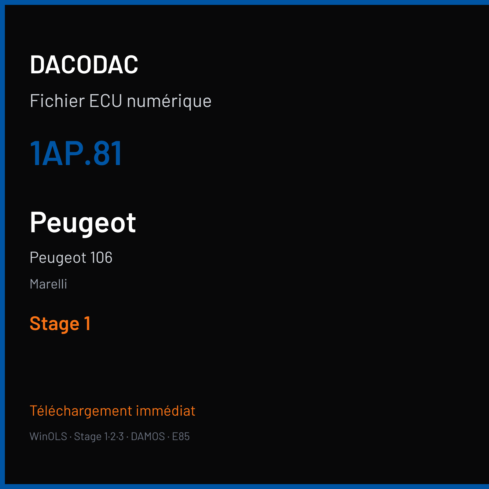 Peugeot 106 (1998) — Marelli — 1AP.81 — Stage 1