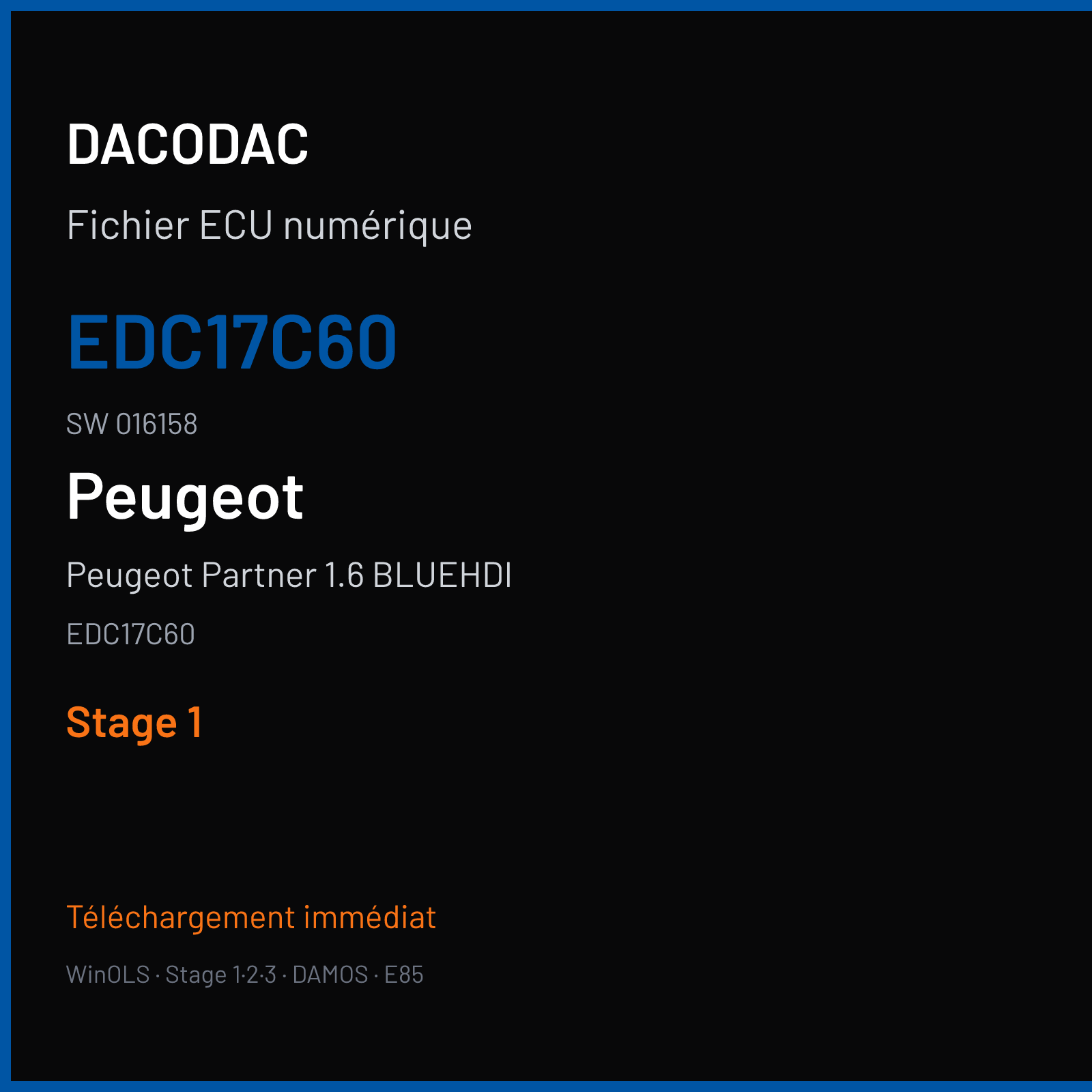 Peugeot Partner 1.6 BLUEHDI (2016) — EDC17C60 — EDC17C60 · 016158 — Stage 1