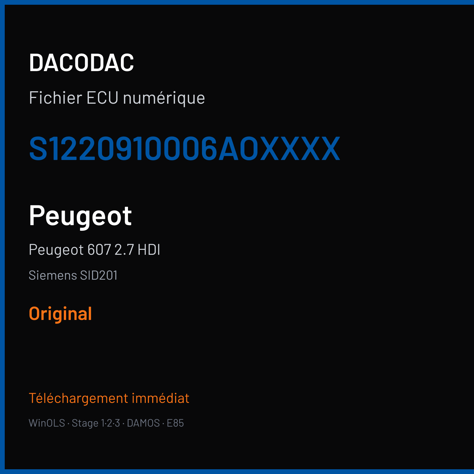 Peugeot 607 2.7 HDI (2003) — Siemens SID201 — S1220910006AOXXXX — Original