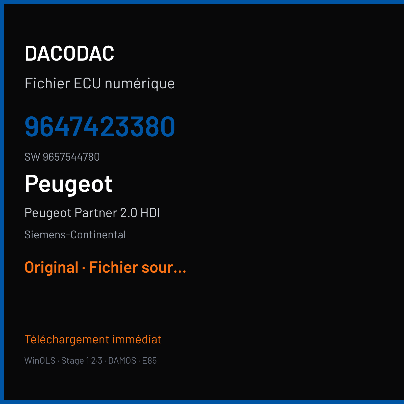 Peugeot Partner 2.0 HDI (2008) — Siemens-Continental — 9647423380 · 9657544780 — Original