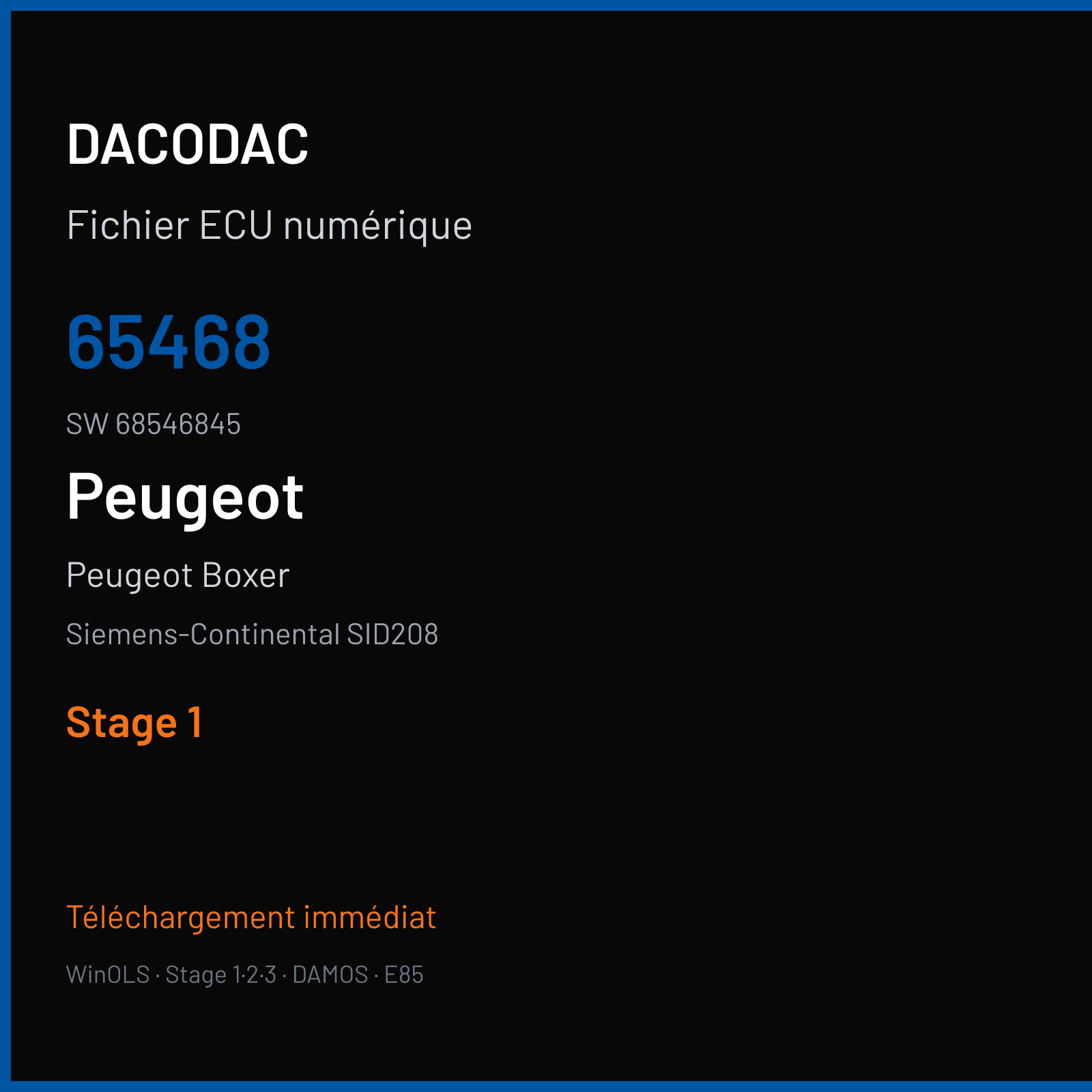 Peugeot Boxer 130 ch (2013) — Siemens-Continental SID208 — 65468 · 68546845 · FRR72E4000000 — Stage 1