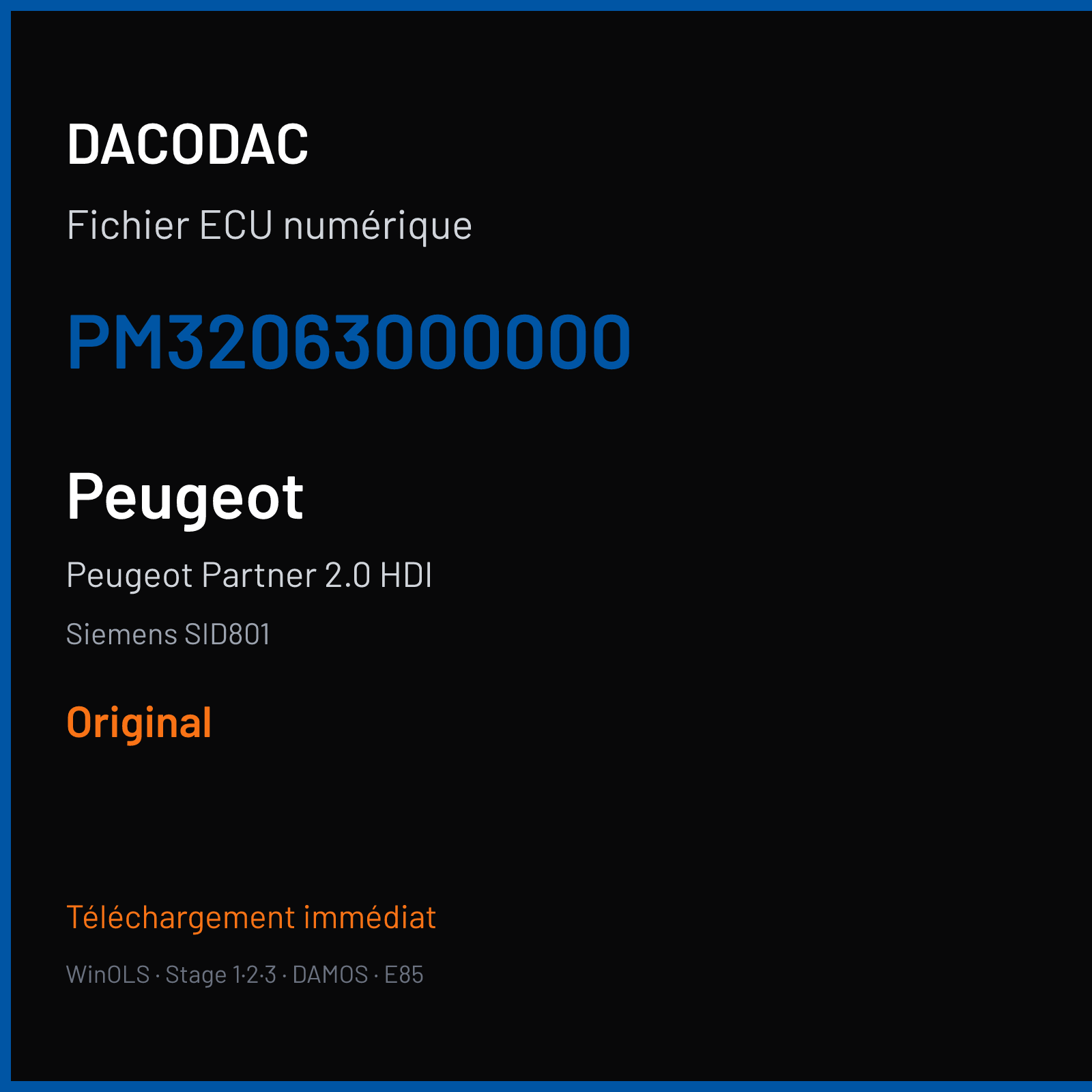 Peugeot Partner 2.0 HDI (2005) — Siemens SID801 — PM32063000000 — Original