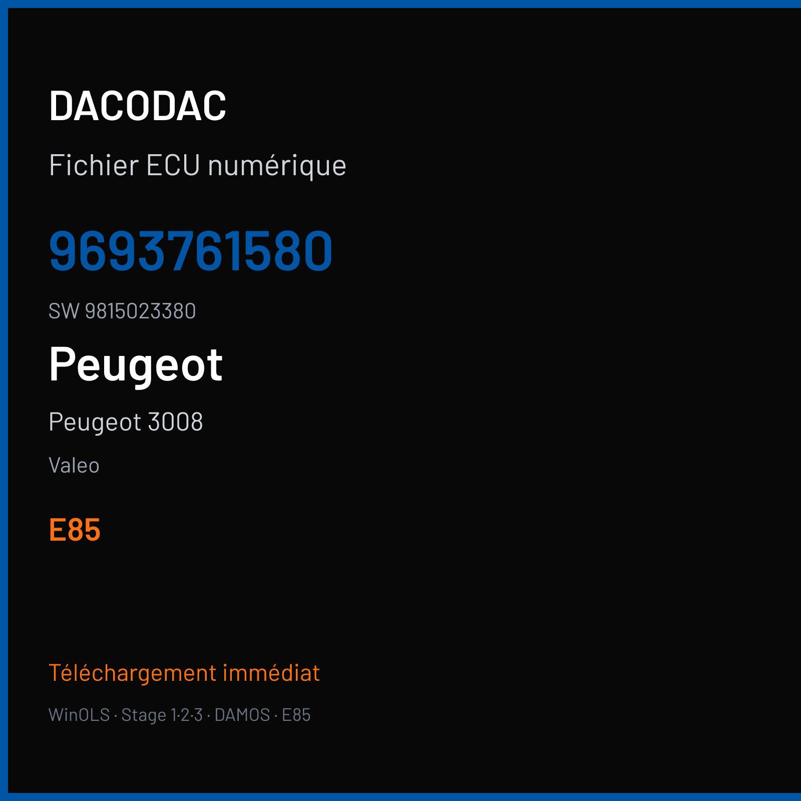 Peugeot 3008 — Valeo — 9693761580 · 9815023380 — E85