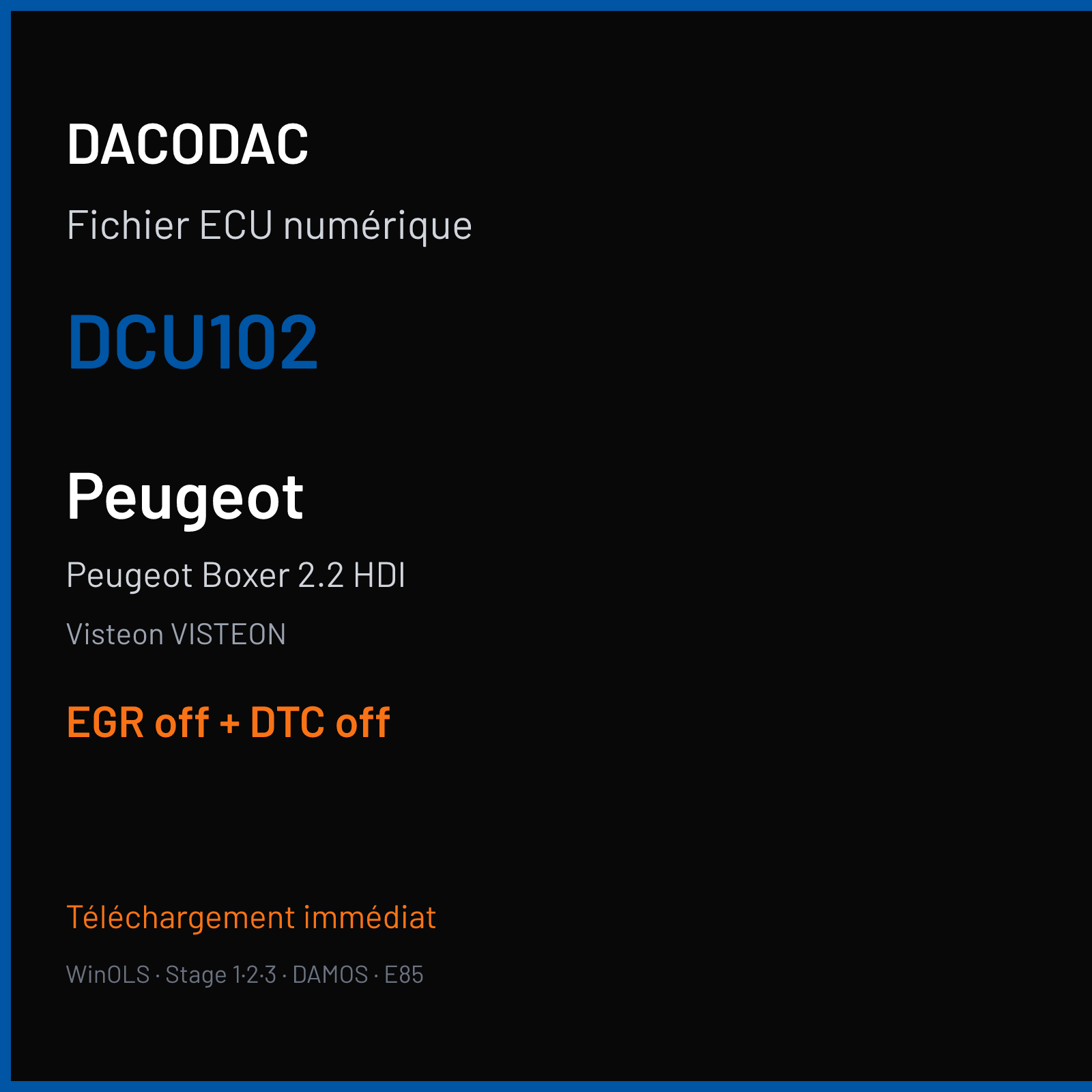 Peugeot Boxer 2.2 HDI (2008) — Visteon VISTEON — DCU102 — EGR off + DTC off