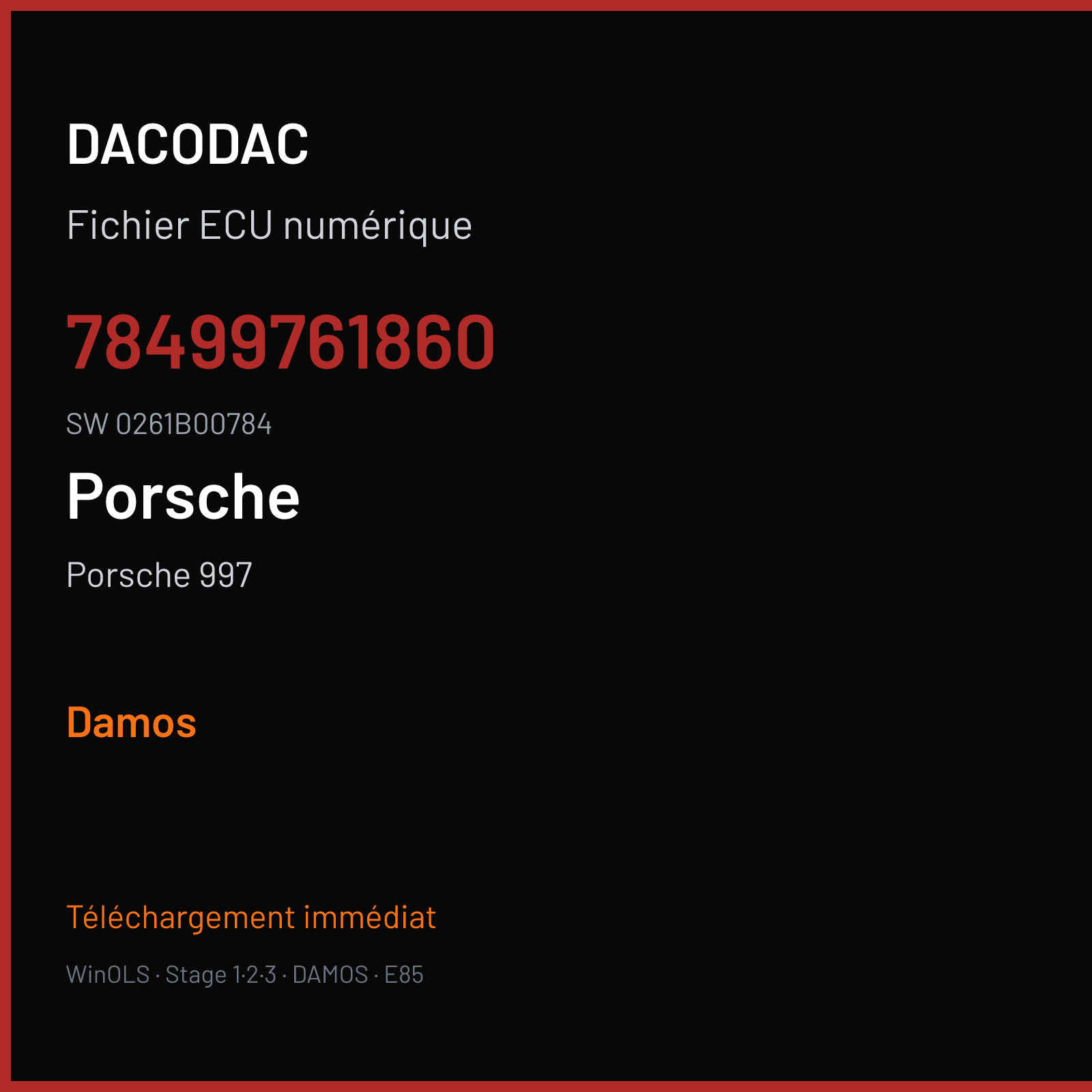 Porsche 997 — 78499761860 · 0261B00784 — Damos