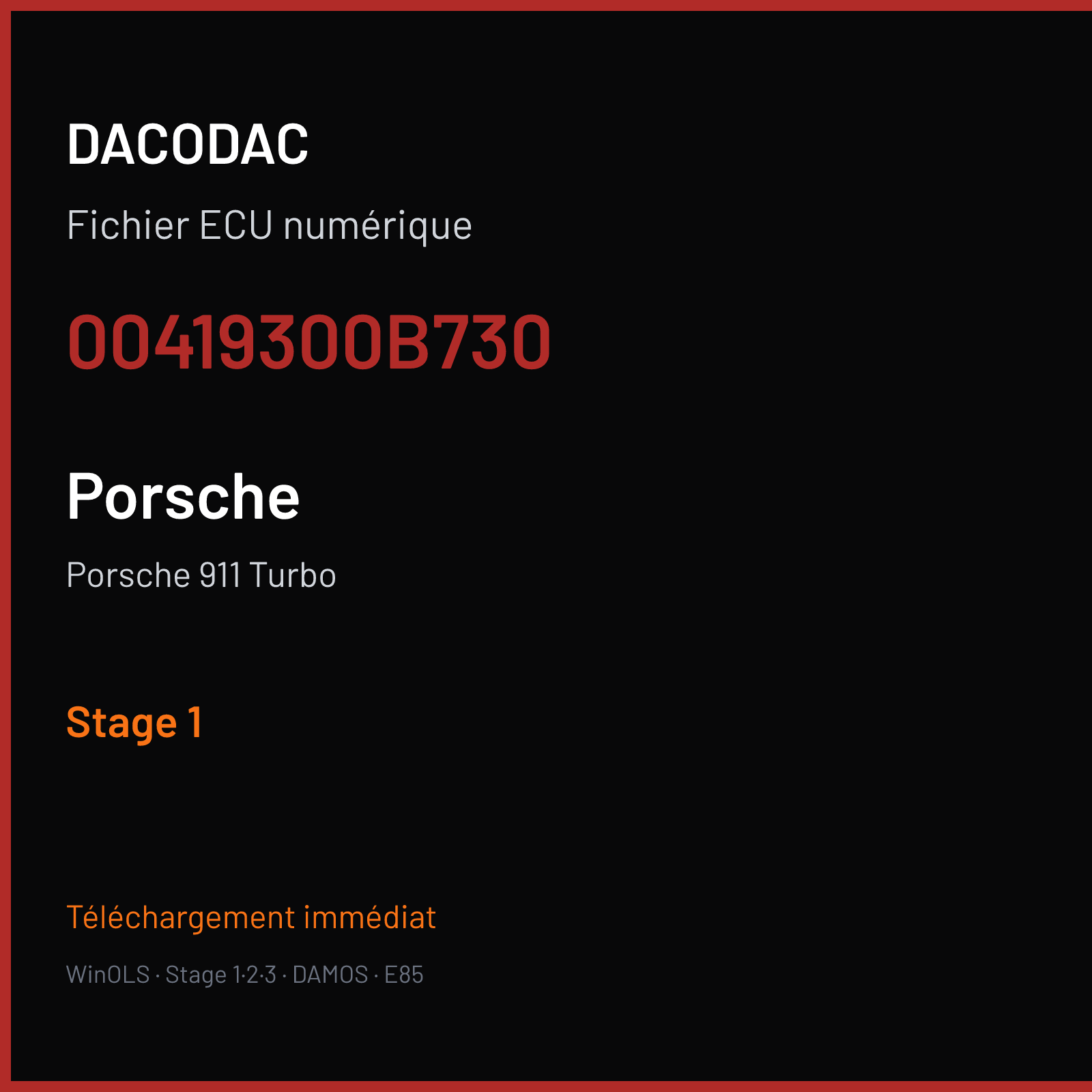 Porsche 911 Turbo (2007) — 00419300B730 — Stage 1