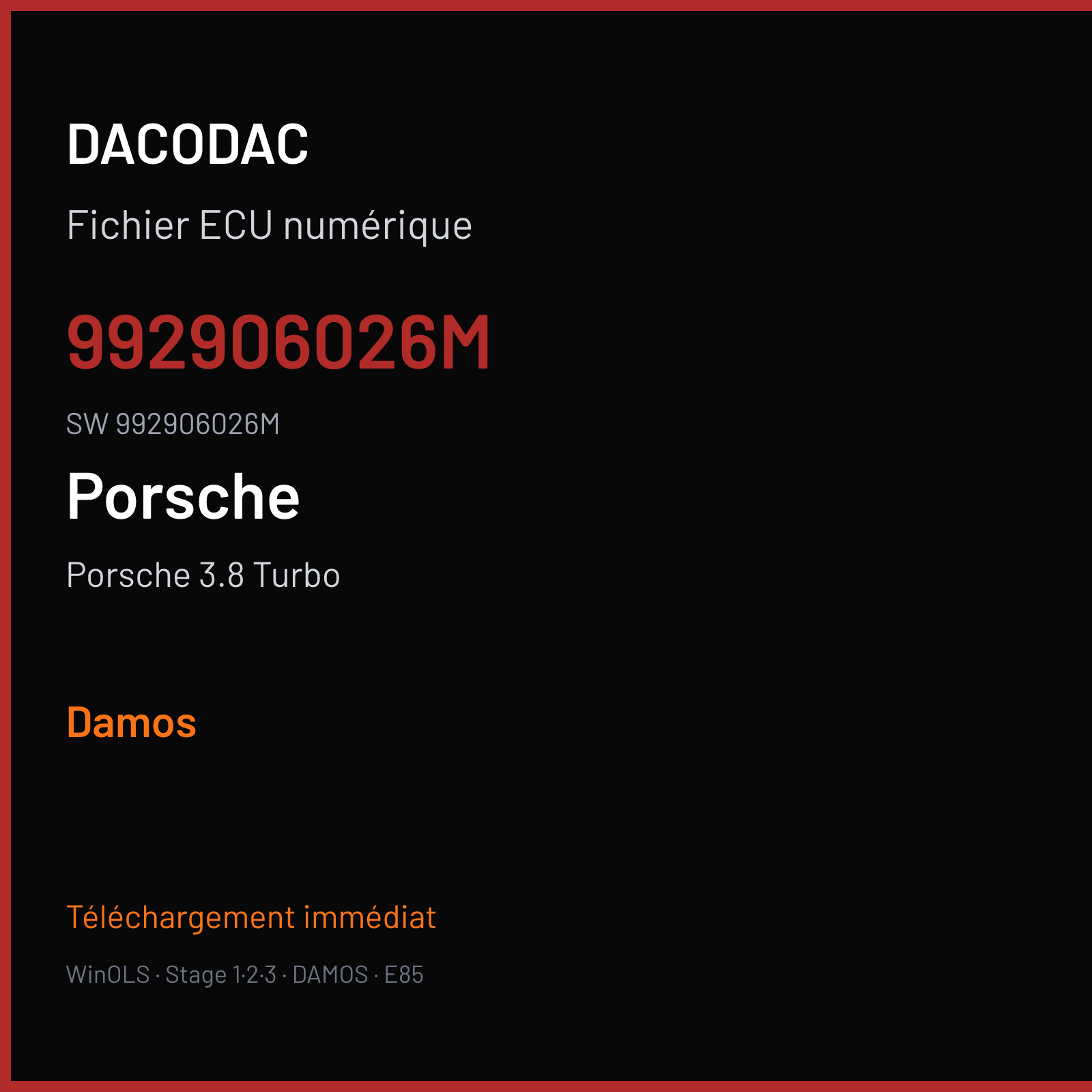 Porsche 3.8 Turbo — 992906026M · 992906026M — Damos
