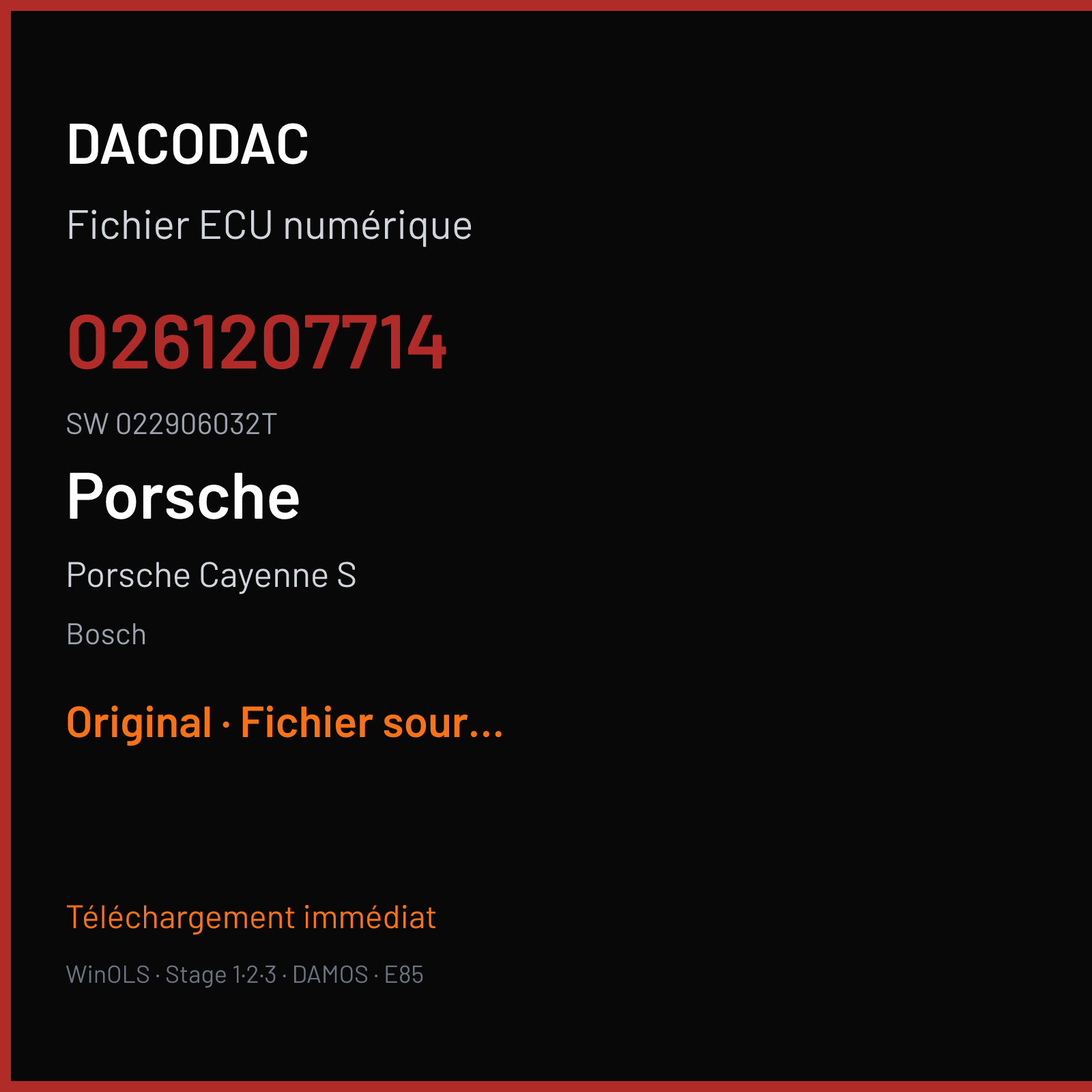 Porsche Cayenne S (2005) — Bosch — 0261207714 · 022906032T — Original