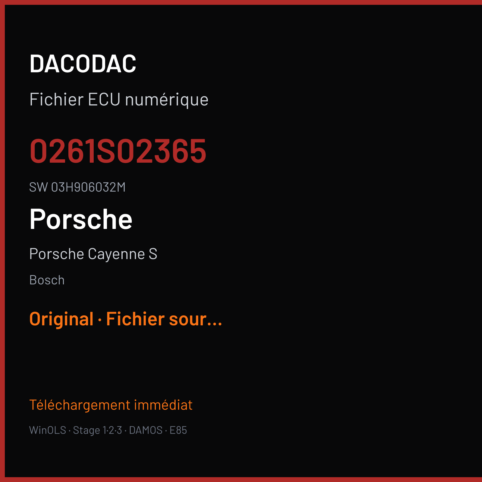 Porsche Cayenne S (2002) — Bosch — 0261S02365 · 03H906032M — Original