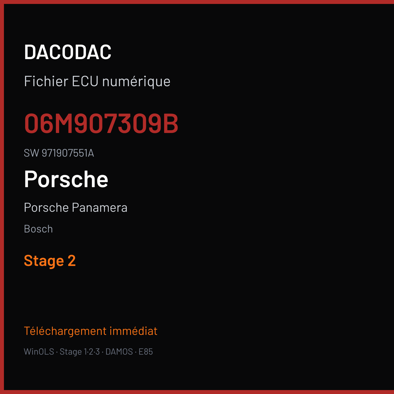 Porsche Panamera 440 ch — Bosch — 06M907309B · 971907551A · 024109 NoData — Stage 2