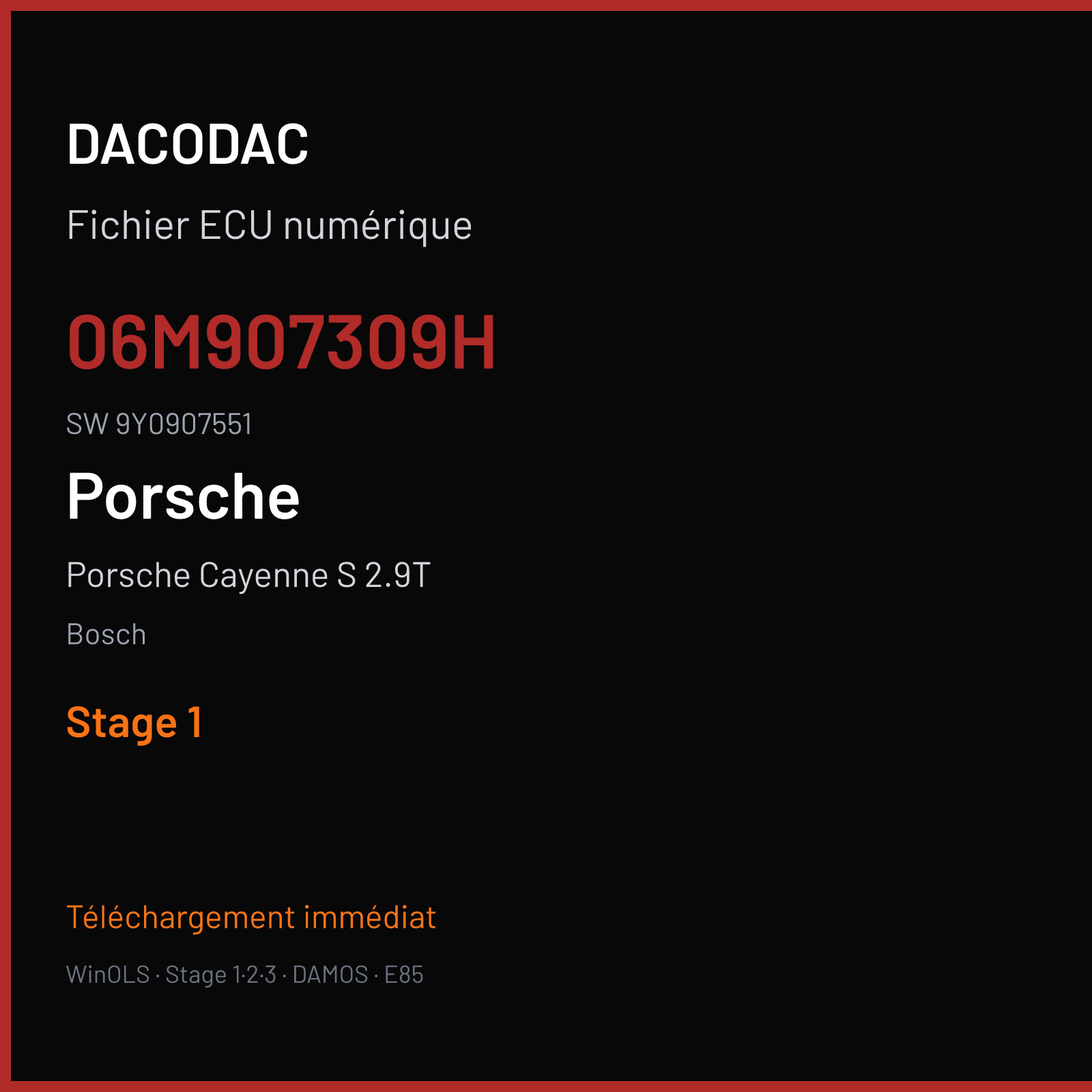 Porsche Cayenne S 2.9T 440 ch (2020) — Bosch — 06M907309H · 9Y0907551 · 031926 — Stage 1