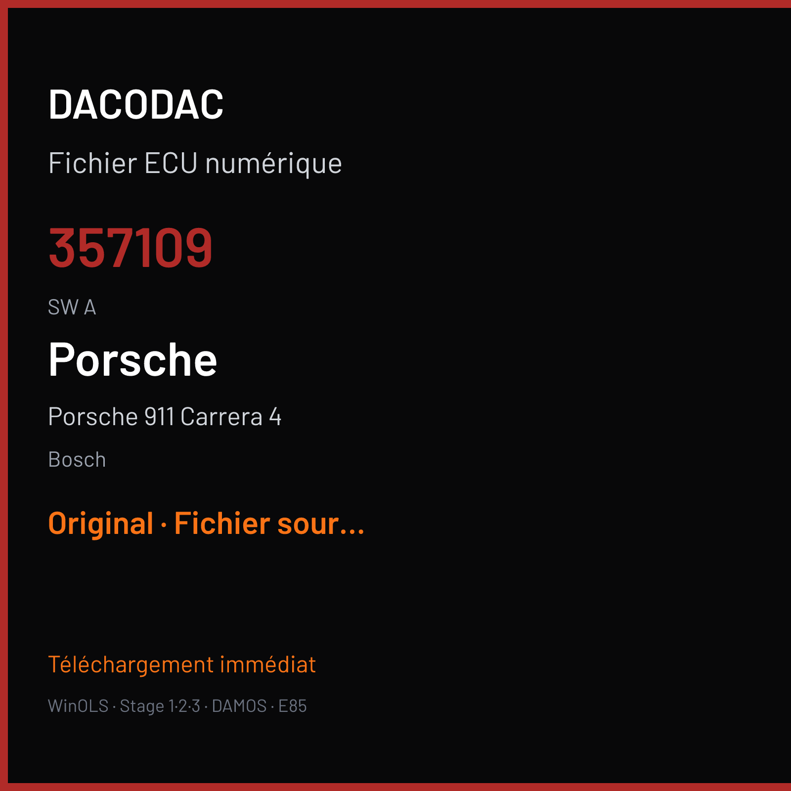 Porsche 911 Carrera 4 — Bosch — 357109 · A — Original