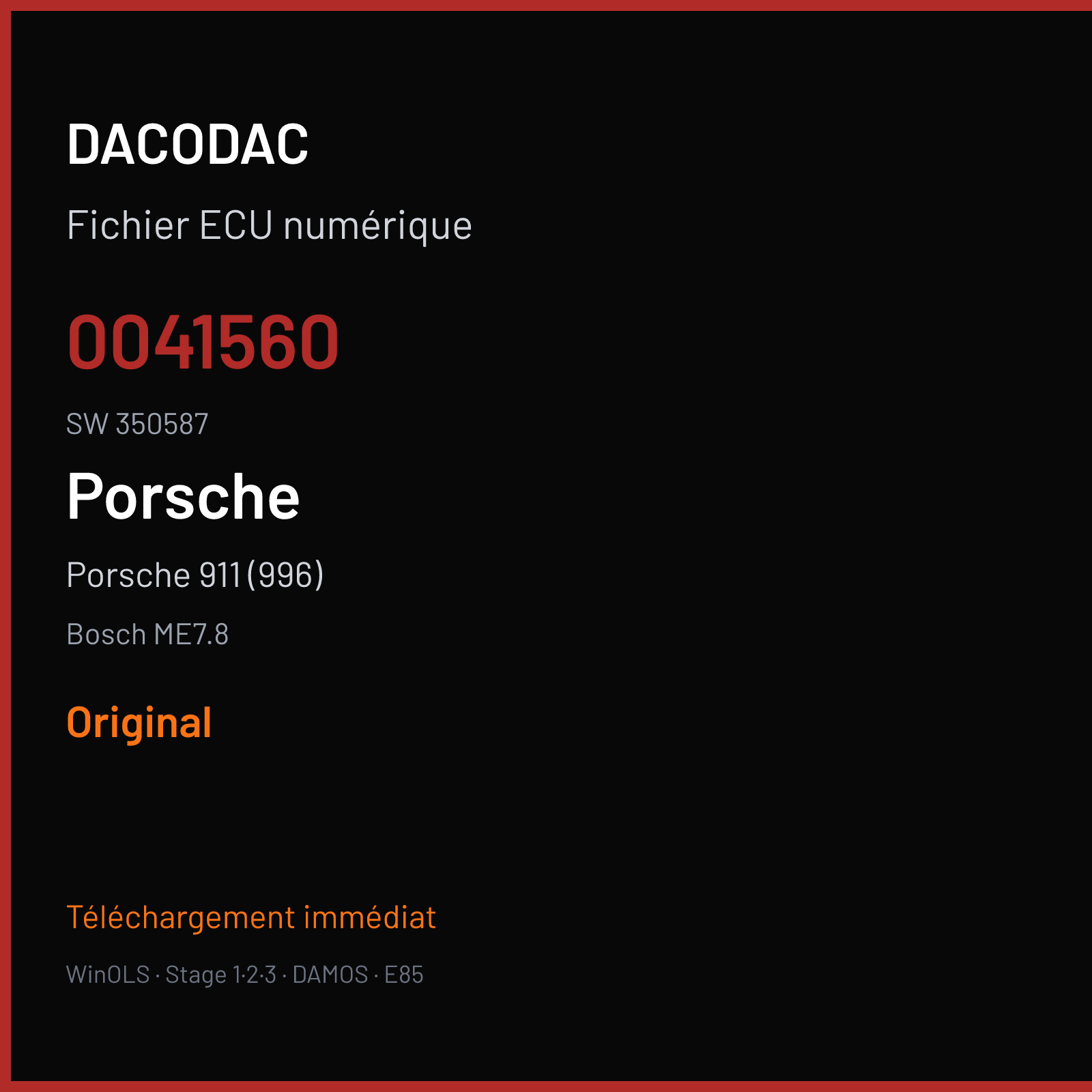 Porsche 911 (996) (2003) — Bosch ME7.8 — 0041560 · 350587 — Original