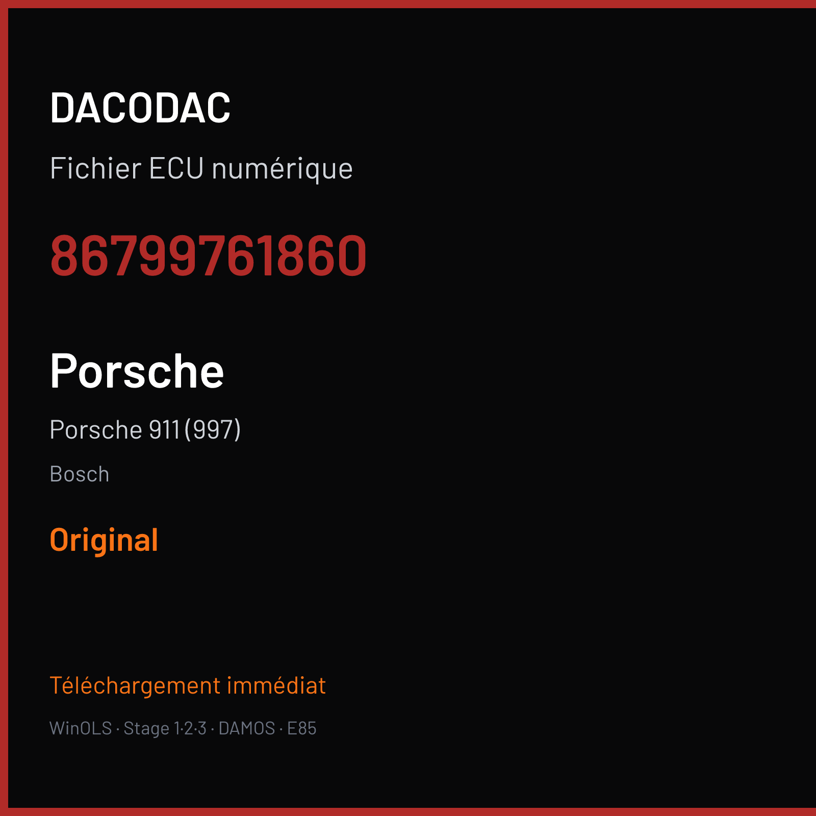 Porsche 911 (997) (2007) — Bosch — 86799761860 — Original