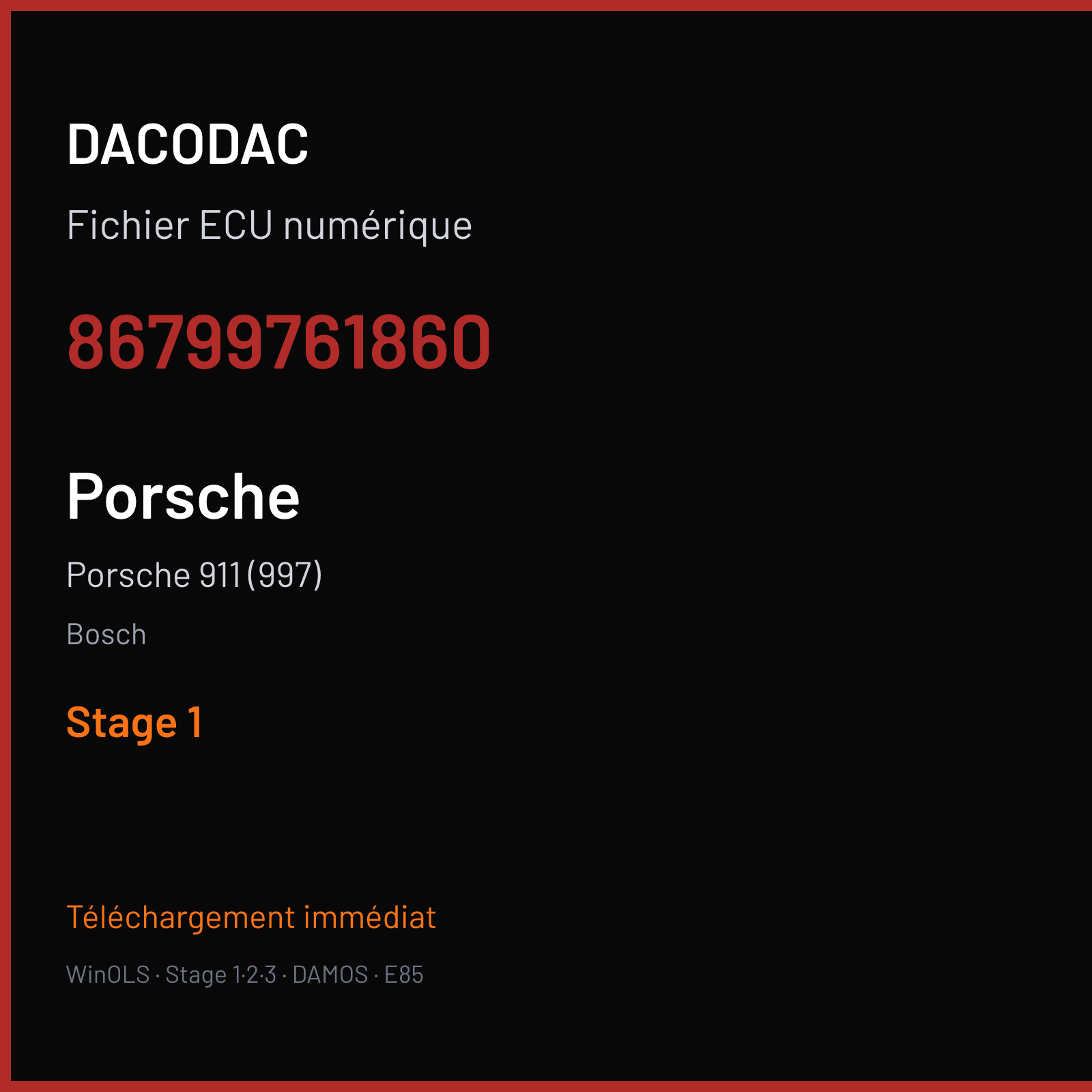 Porsche 911 (997) (2007) — Bosch — 86799761860 — Stage 1