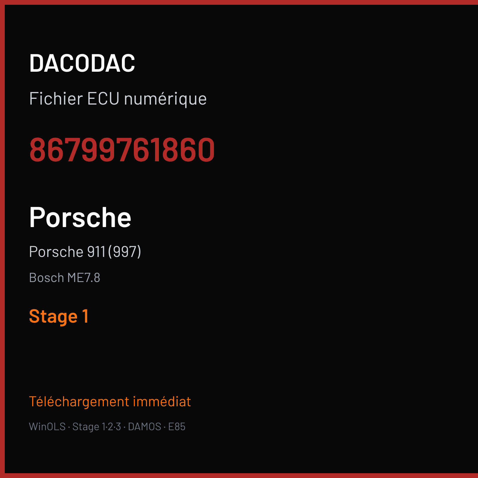 Porsche 911 (997) (2009) — Bosch ME7.8 — 86799761860 — Stage 1
