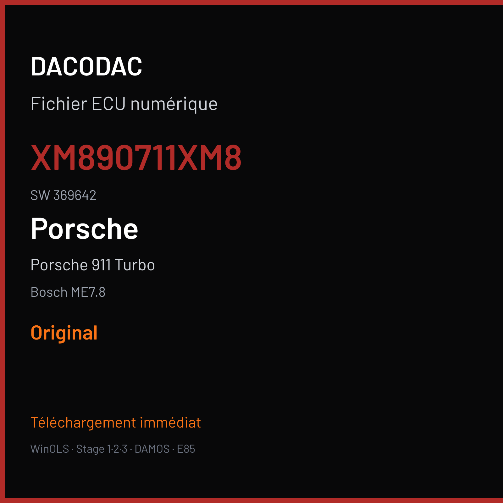 Porsche 911 Turbo (2009) — Bosch ME7.8 — XM890711XM8 · 369642 — Original