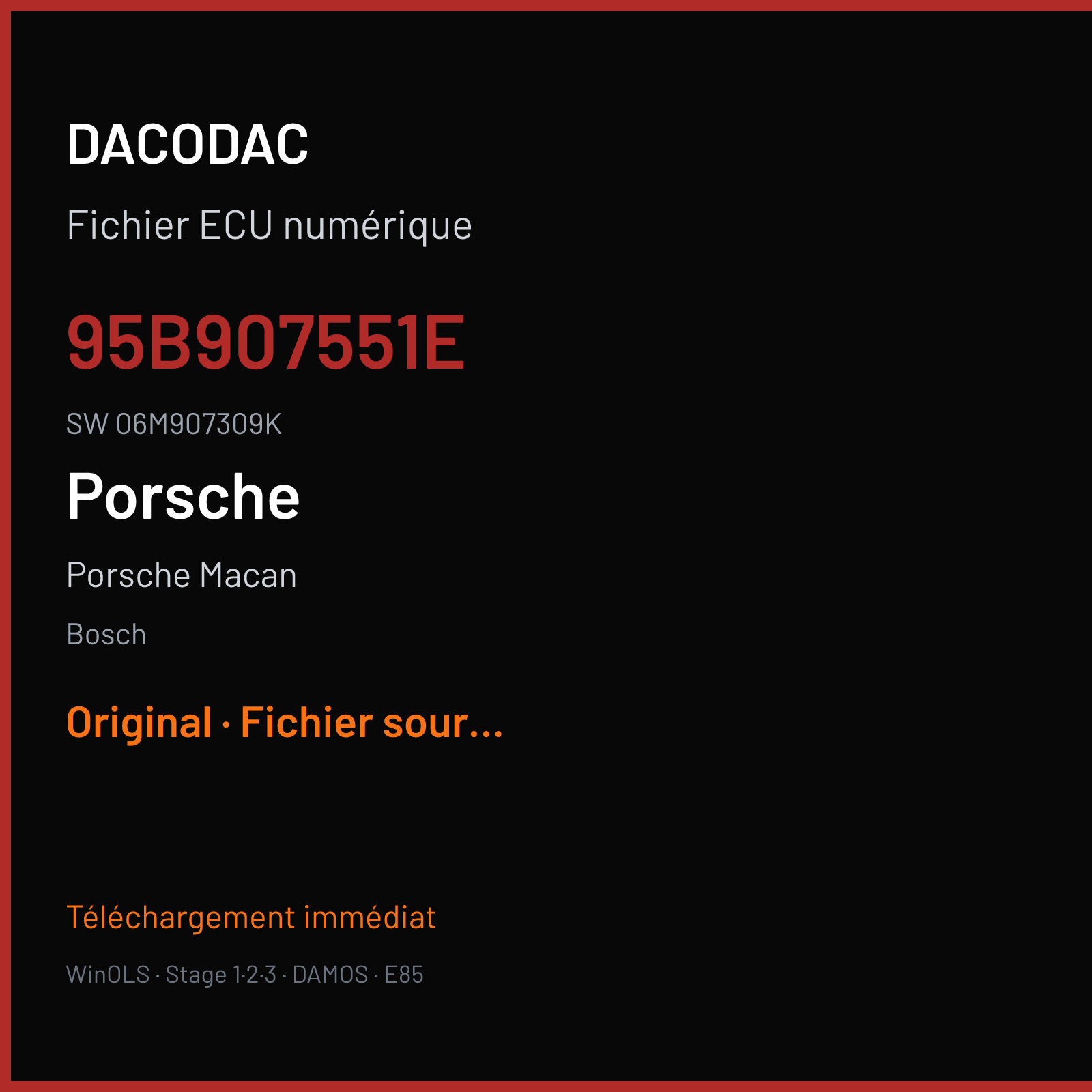 Porsche Macan — Bosch — 95B907551E · 06M907309K · 051416 — Original