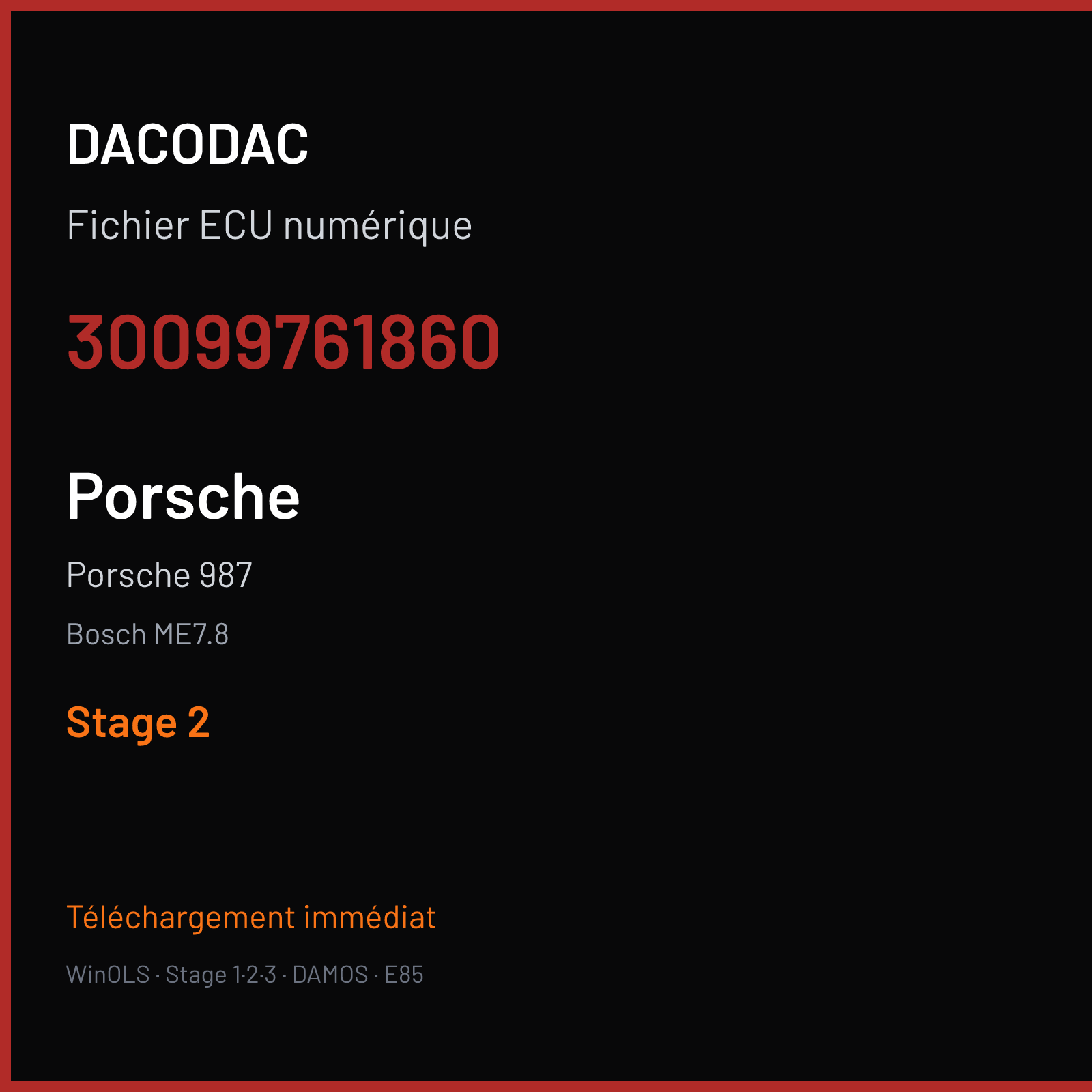 Porsche 987 (2007) — Bosch ME7.8 — 30099761860 — Stage 2