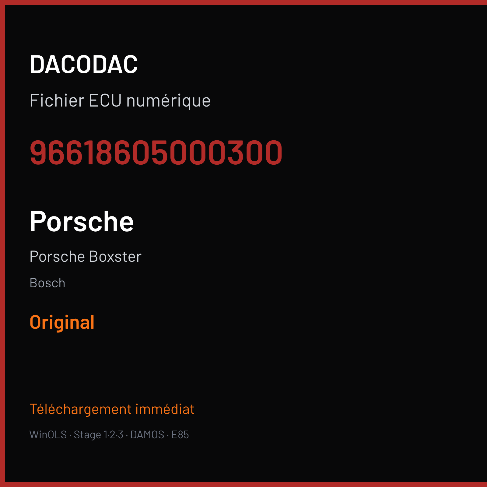 Porsche Boxster (2002) — Bosch — 96618605000300 — Original