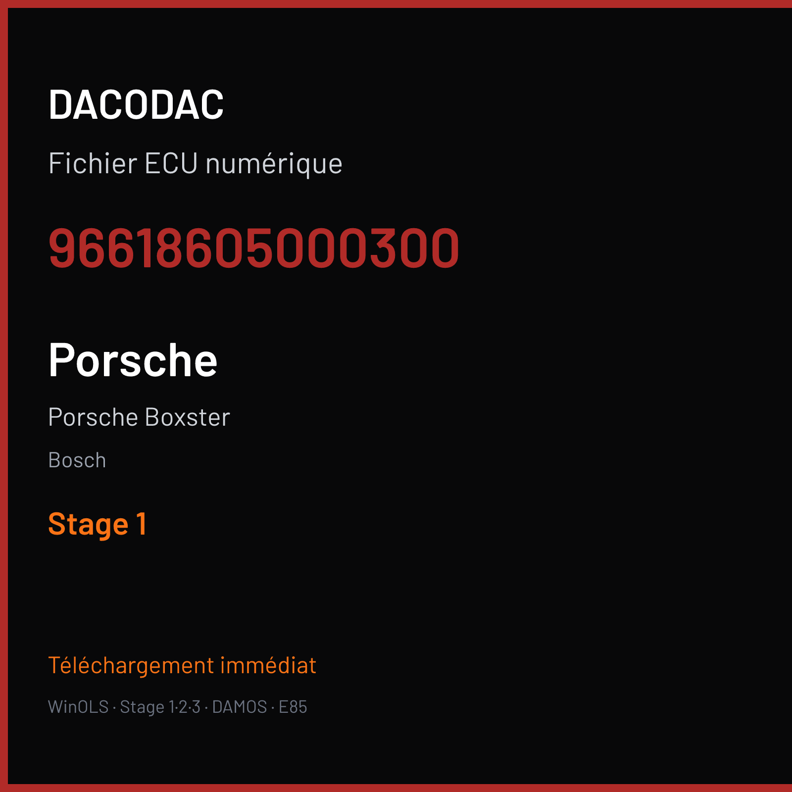 Porsche Boxster (2002) — Bosch — 96618605000300 — Stage 1