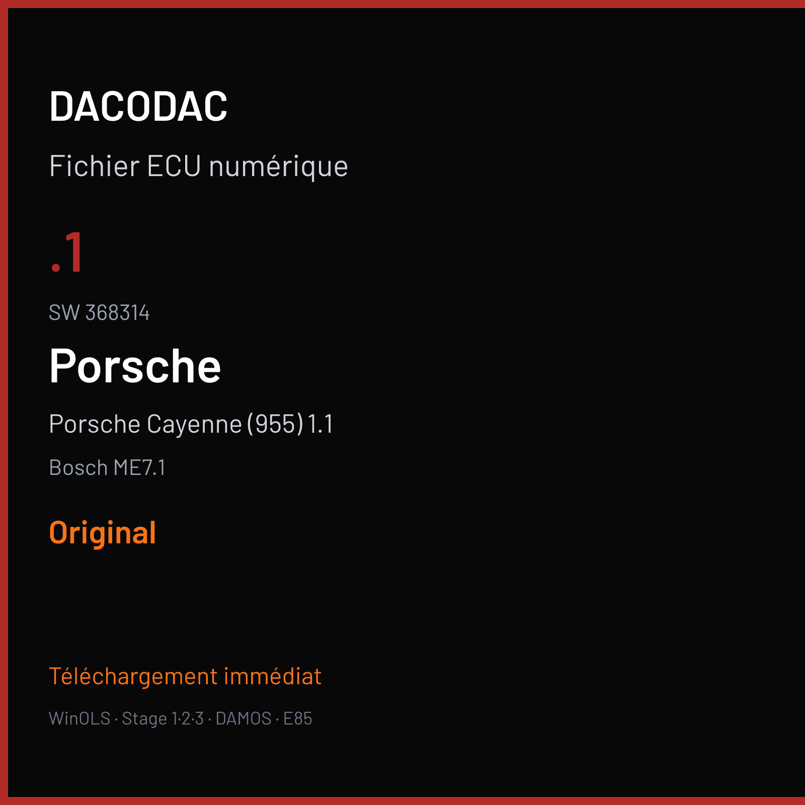Porsche Cayenne (955) 1.1 — Bosch ME7.1 — .1 · 368314 — Original