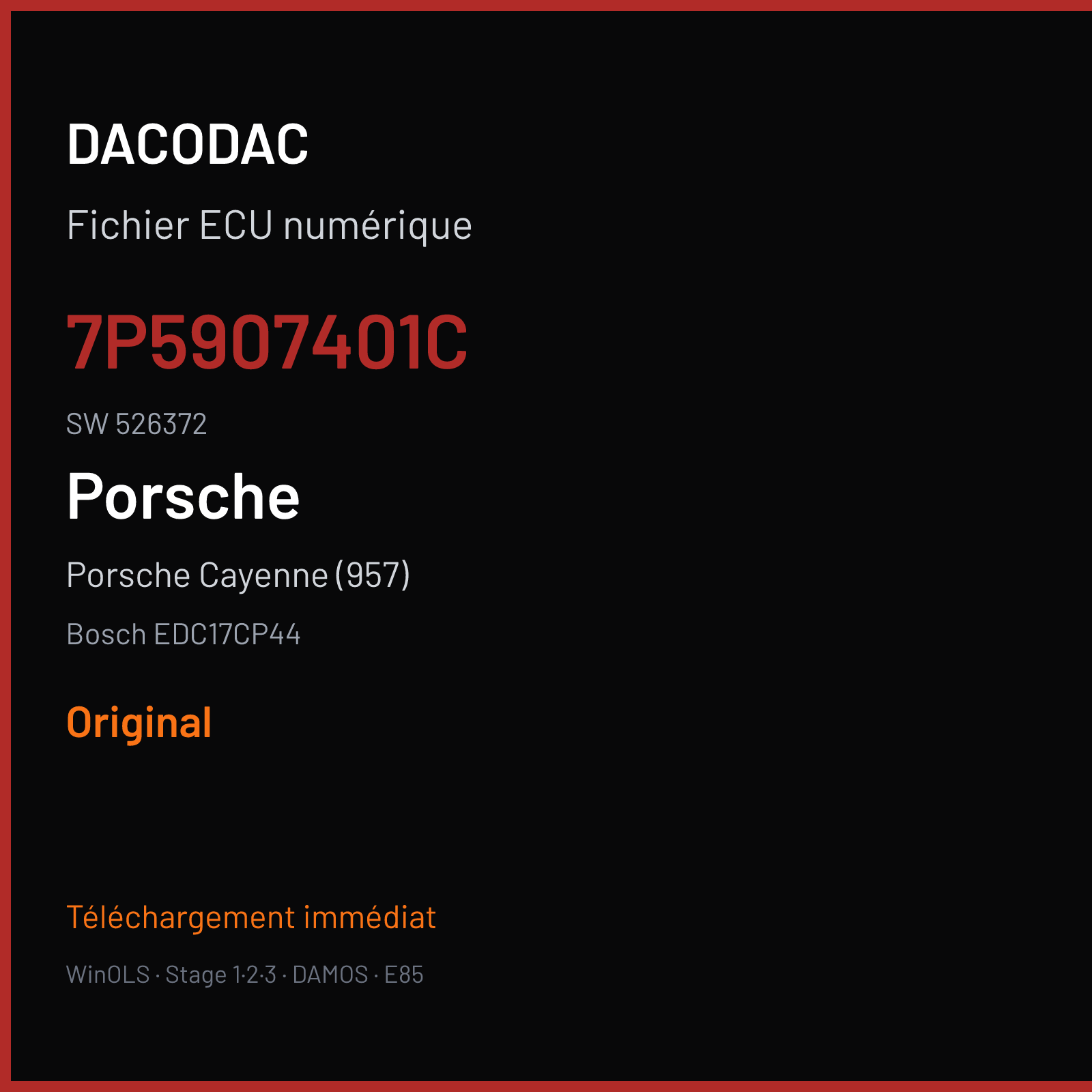 Porsche Cayenne (957) — Bosch EDC17CP44 — 7P5907401C · 526372 — Original