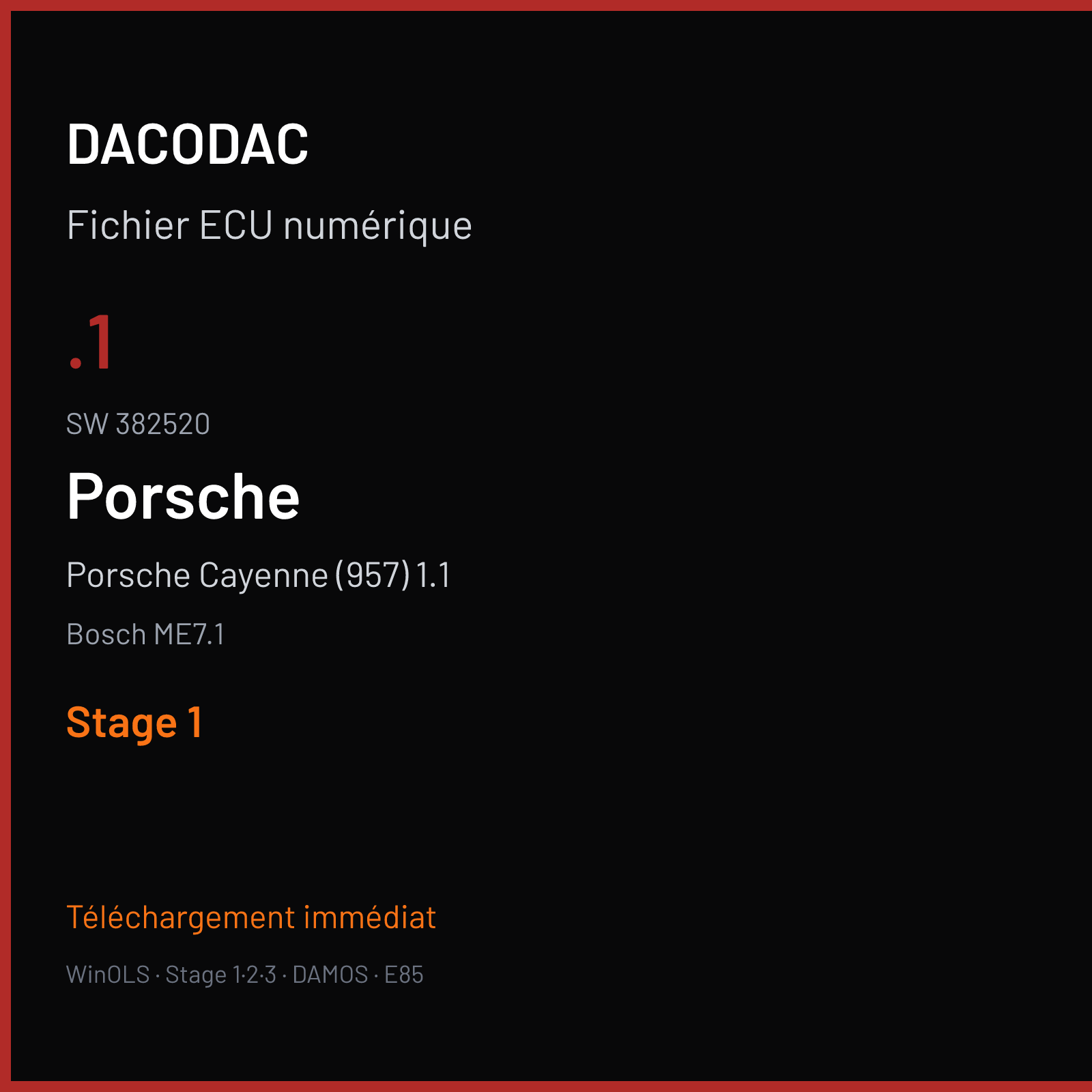 Porsche Cayenne (957) 1.1 (2006) — Bosch ME7.1 — .1 · 382520 — Stage 1