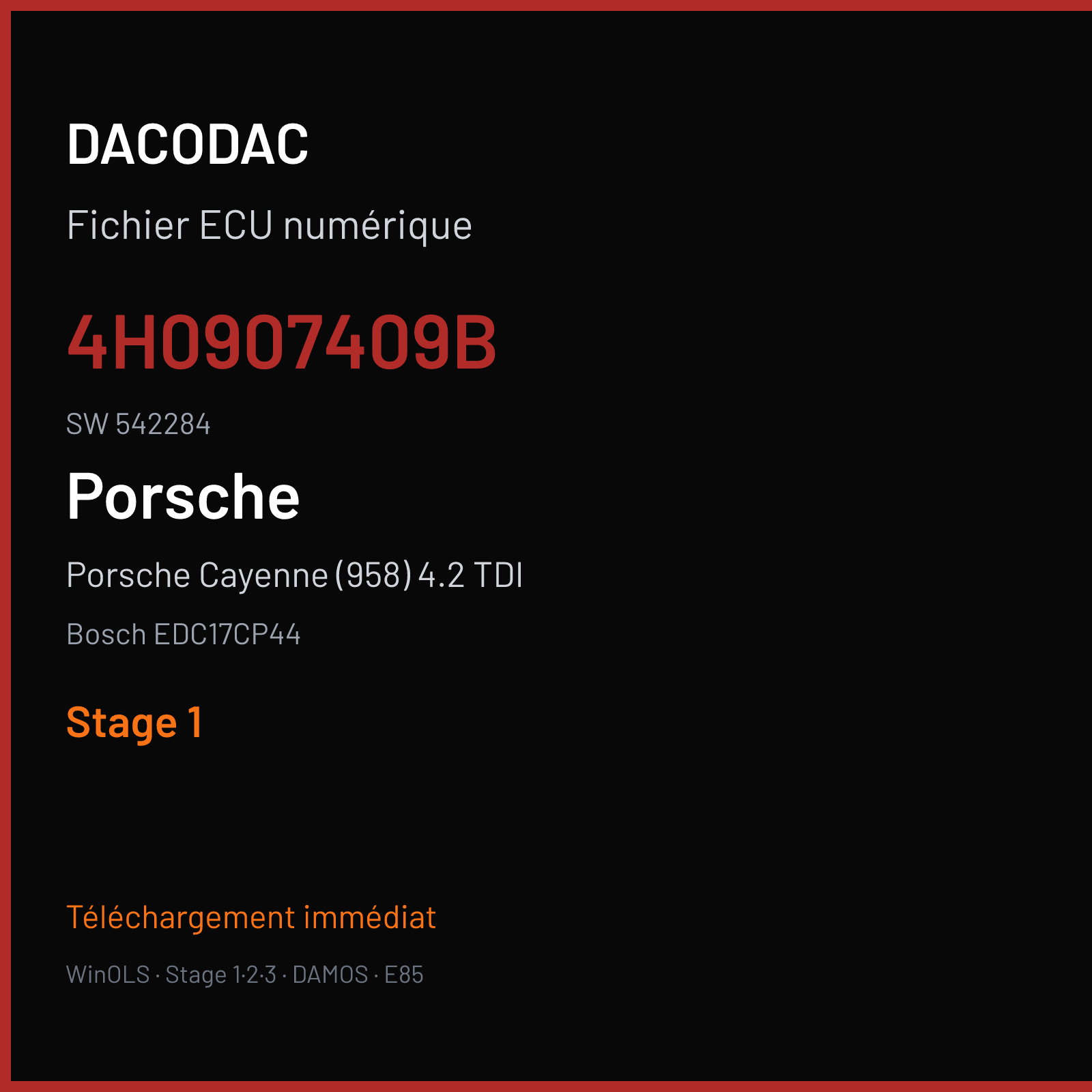 Porsche Cayenne (958) 4.2 TDI (2014) — Bosch EDC17CP44 — 4H0907409B · 542284 — Stage 1