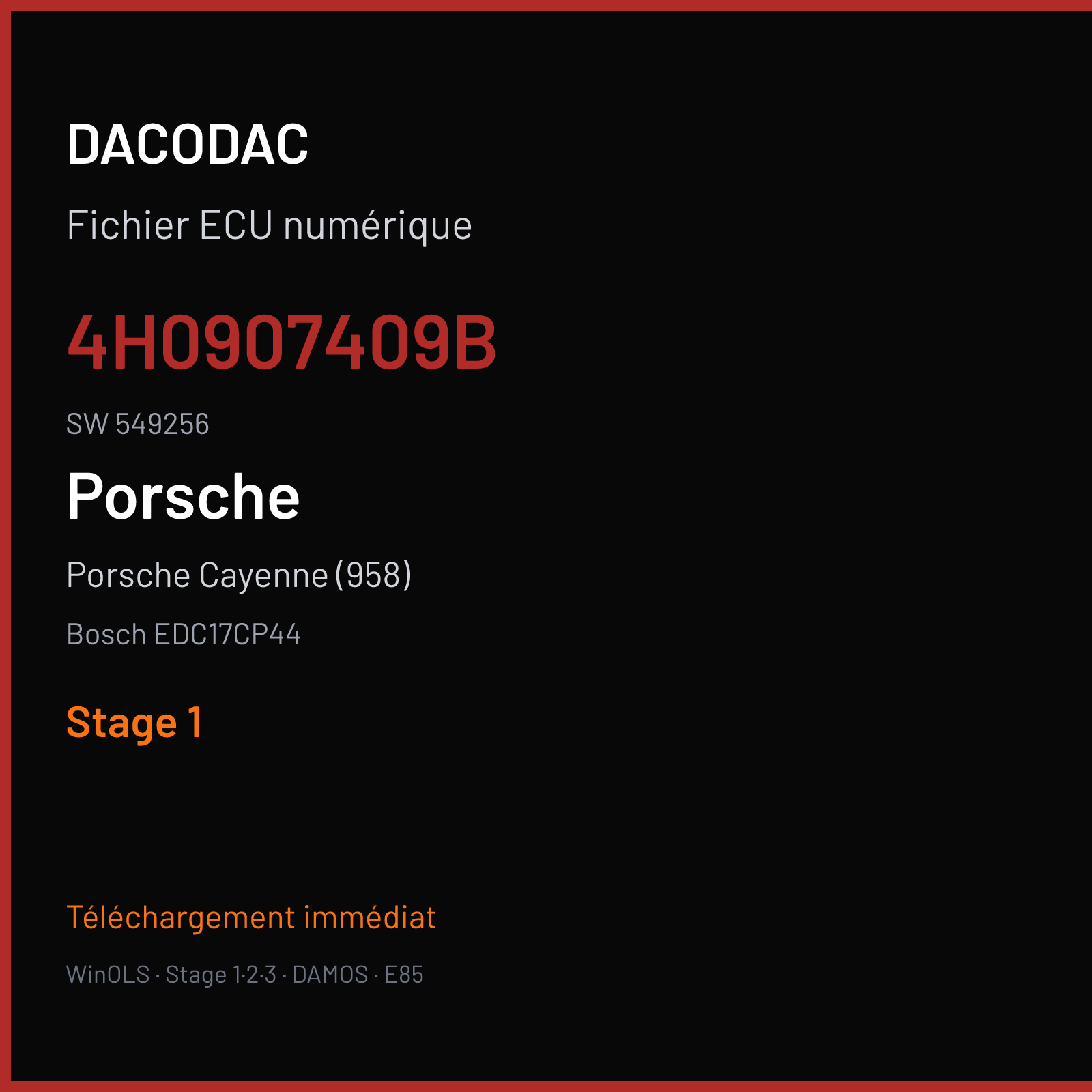 Porsche Cayenne (958) (2014) — Bosch EDC17CP44 — 4H0907409B · 549256 — Stage 1