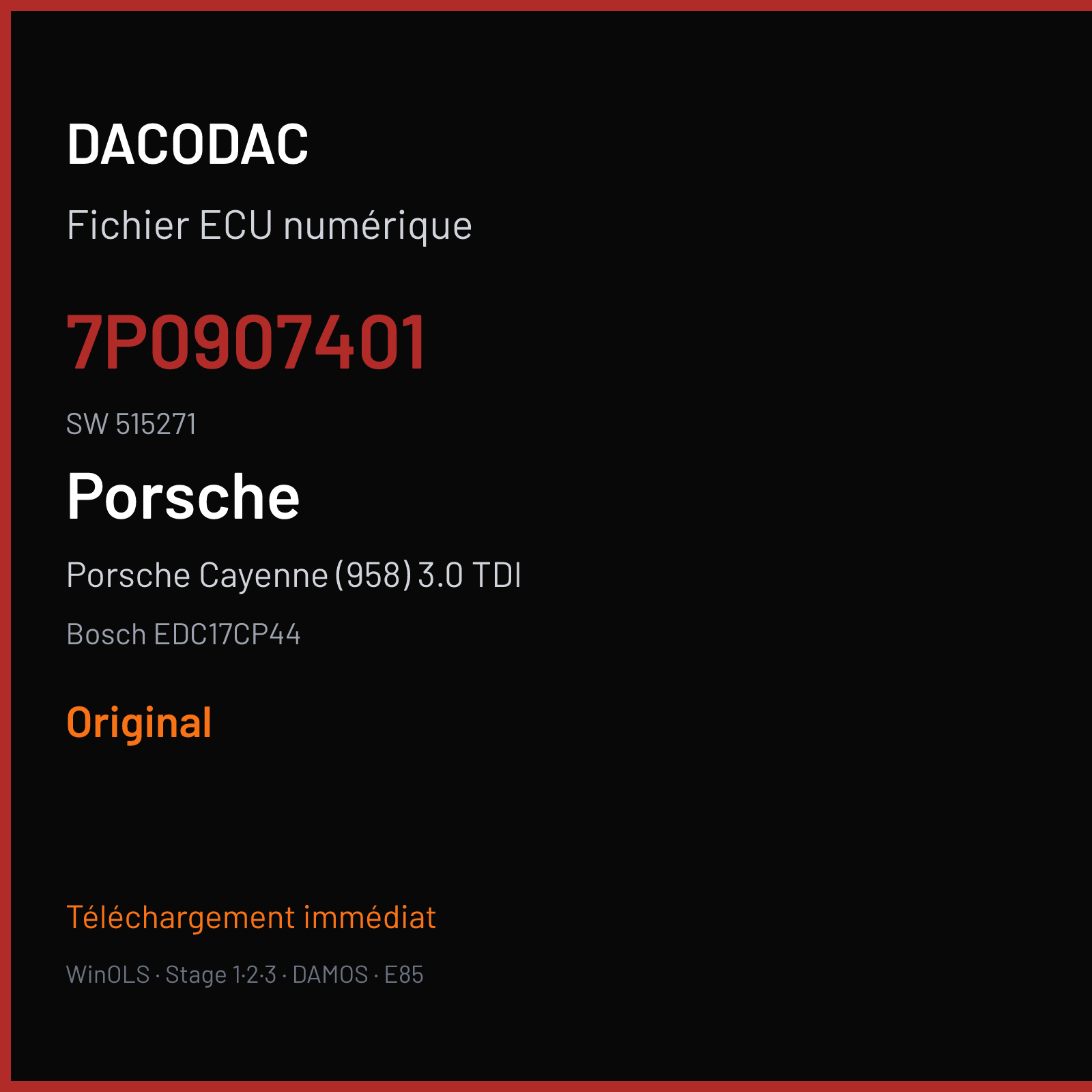 Porsche Cayenne (958) 3.0 TDI (2011) — Bosch EDC17CP44 — 7P0907401 · 515271 — Original