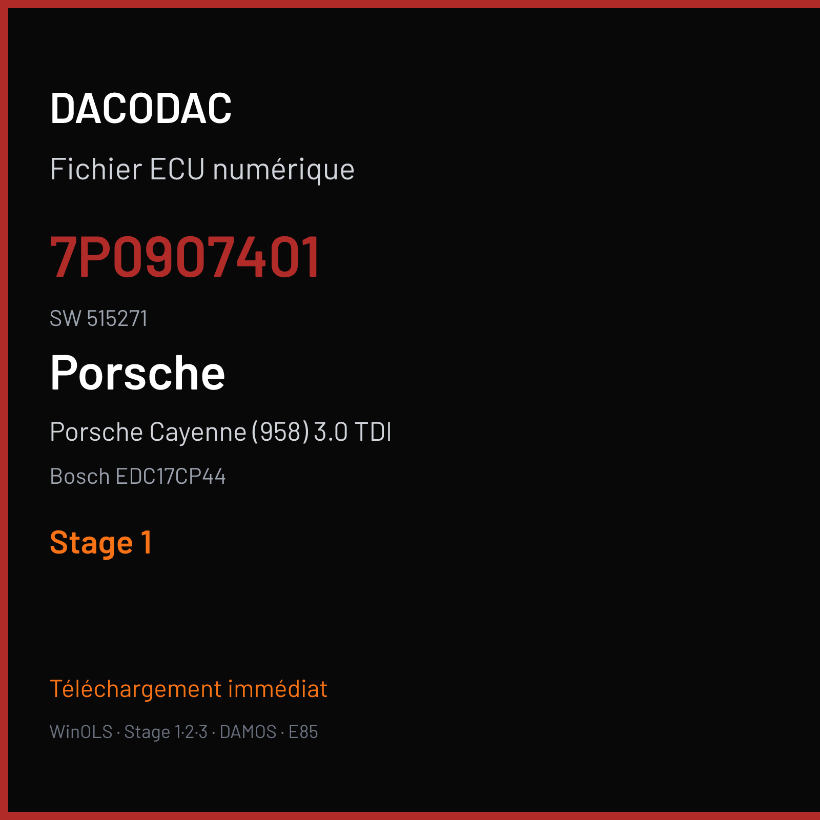 Porsche Cayenne (958) 3.0 TDI (2011) — Bosch EDC17CP44 — 7P0907401 · 515271 — Stage 1