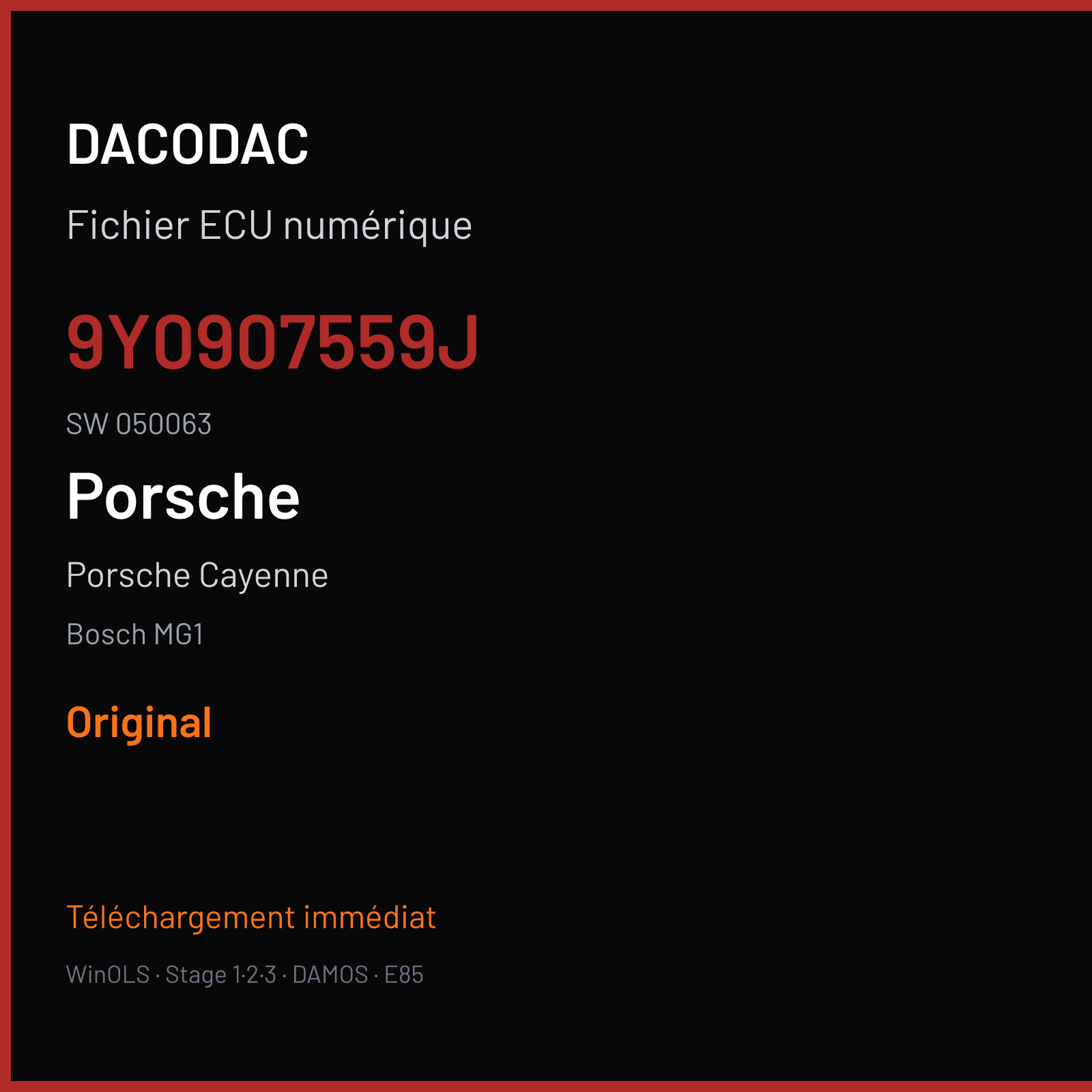 Porsche Cayenne — Bosch MG1 — 9Y0907559J · 050063 — Original