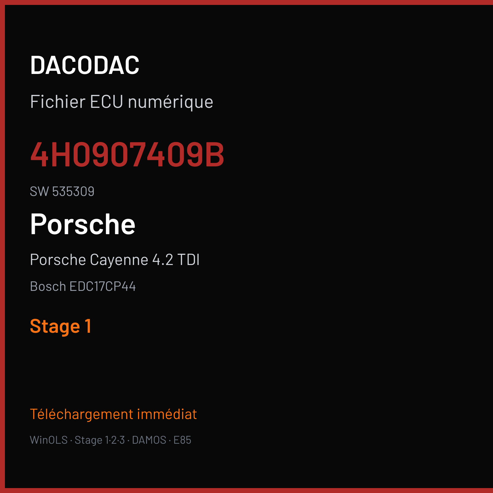 Porsche Cayenne 4.2 TDI (2014) — Bosch EDC17CP44 — 4H0907409B · 535309 — Stage 1