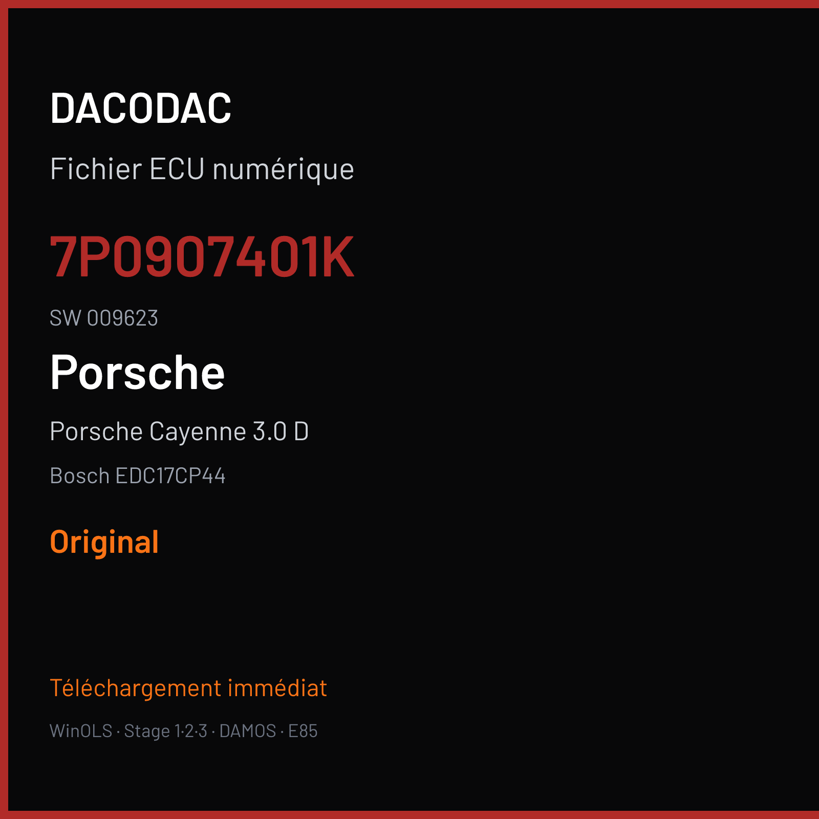 Porsche Cayenne 3.0 D (2012) — Bosch EDC17CP44 — 7P0907401K · 009623 — Original