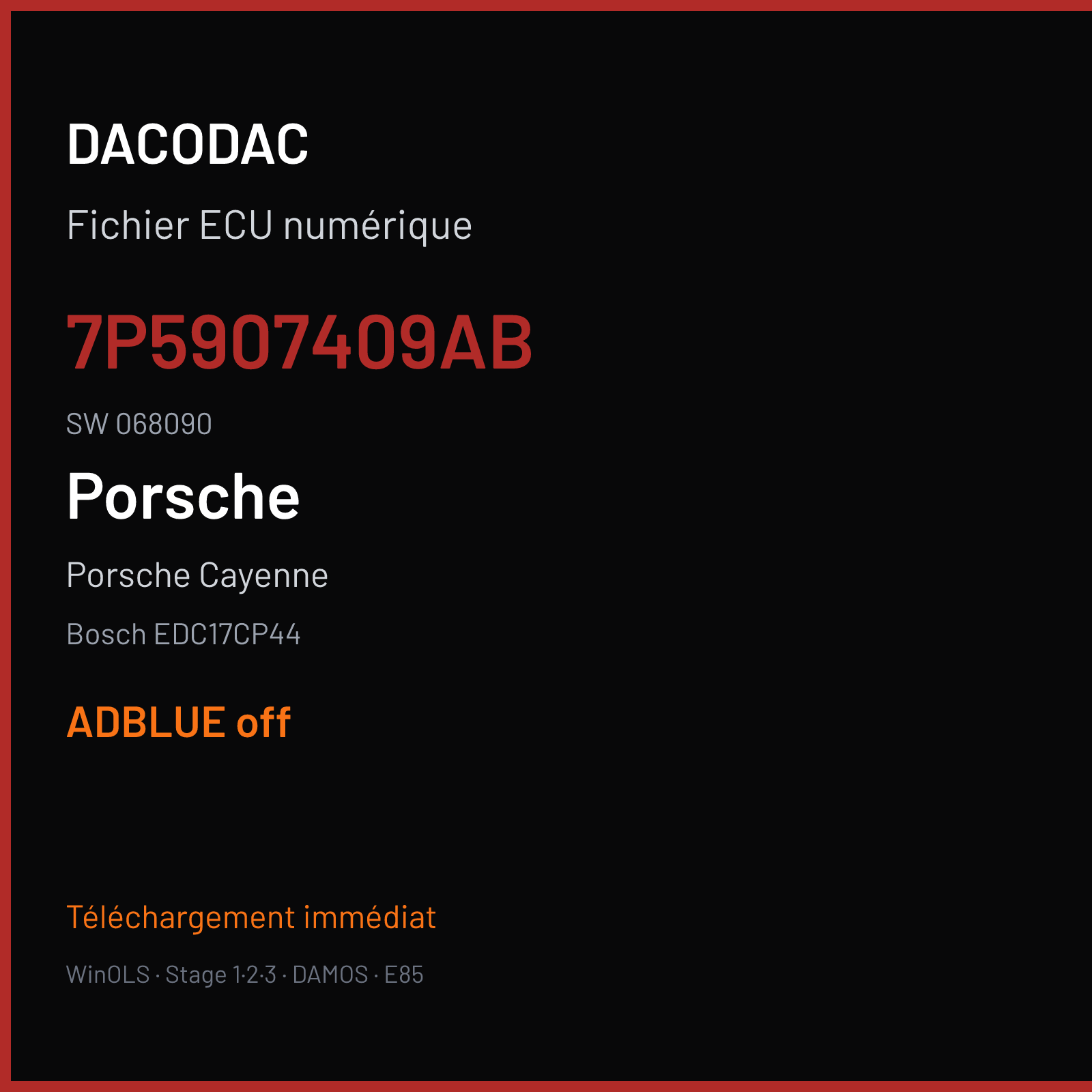 Porsche Cayenne — Bosch EDC17CP44 — 7P5907409AB · 068090 — ADBLUE off