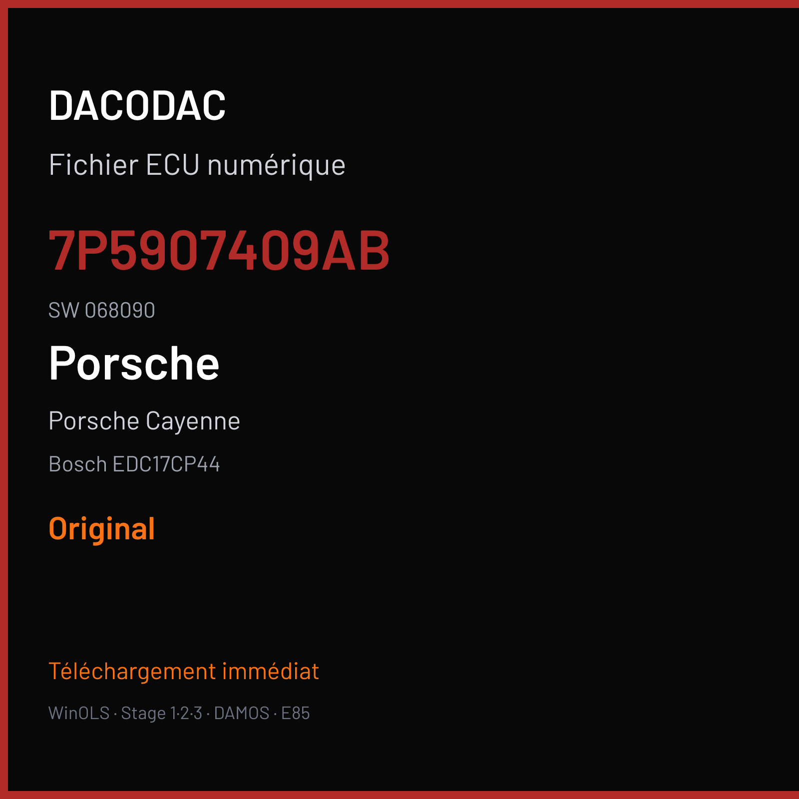 Porsche Cayenne (2016) — Bosch EDC17CP44 — 7P5907409AB · 068090 — Original