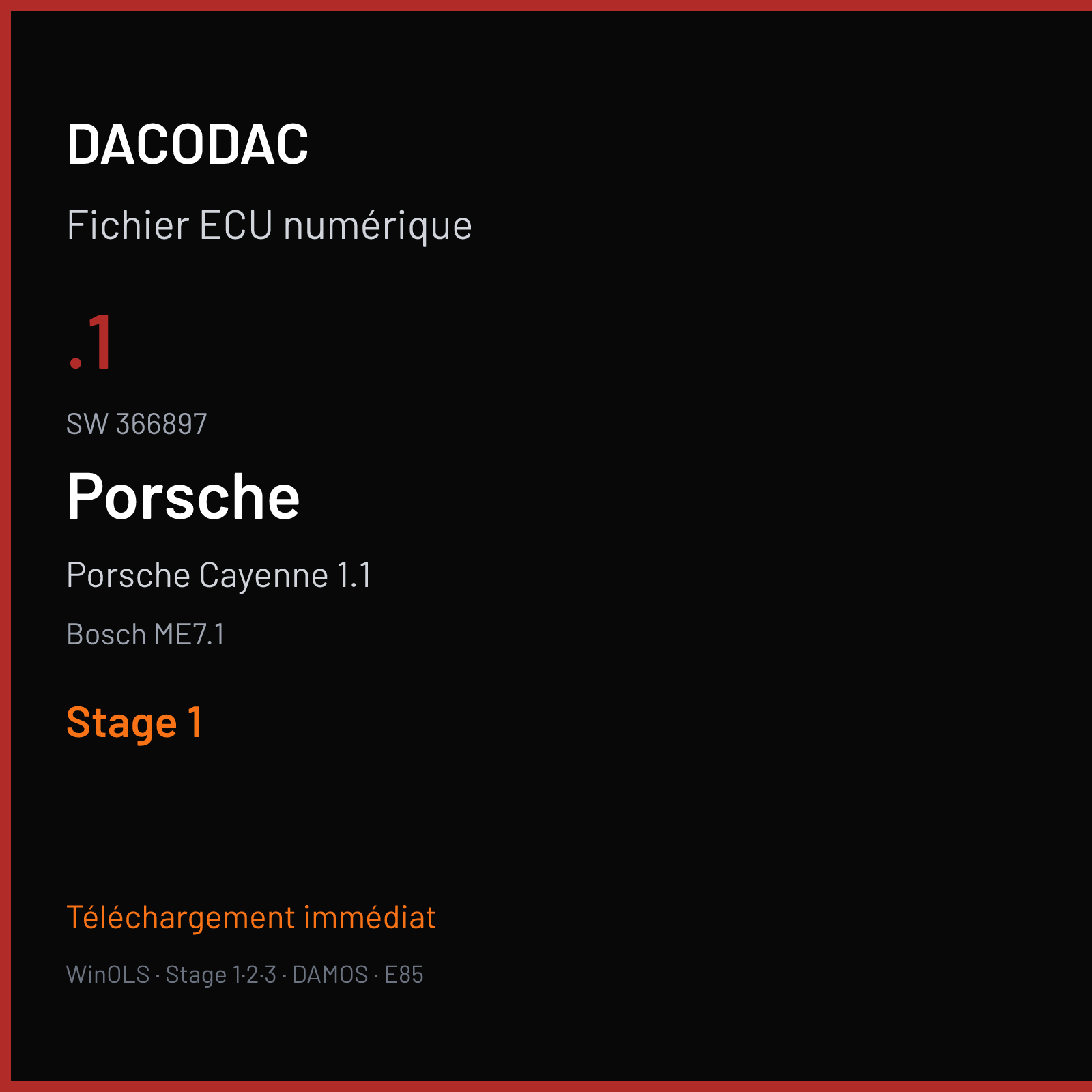 Porsche Cayenne 1.1 — Bosch ME7.1 — .1 · 366897 — Stage 1