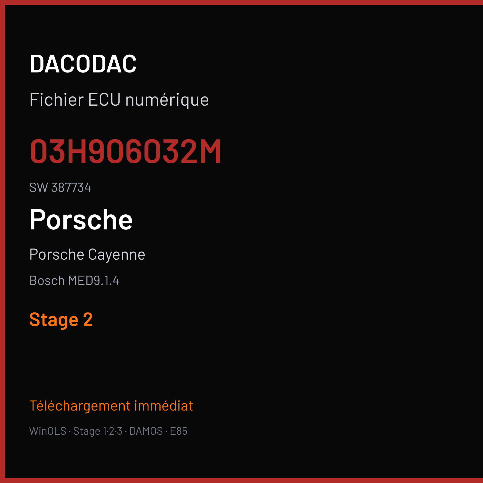 Porsche Cayenne — Bosch MED9.1.4 — 03H906032M · 387734 — Stage 2